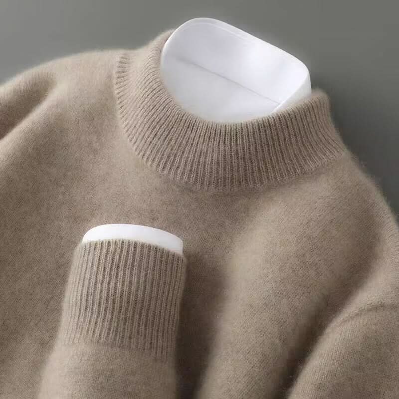 Ribbed mock neck jumper with long sleeves and matching cuffs