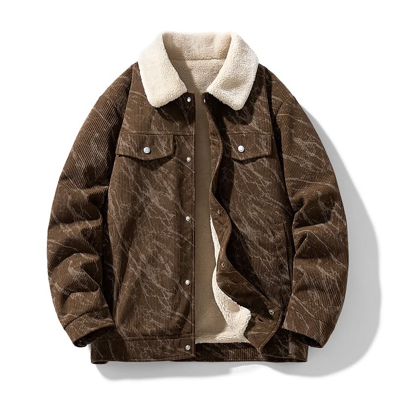 Unisex corduroy jacket with contrasting collar, long sleeves and buttoned chest pockets