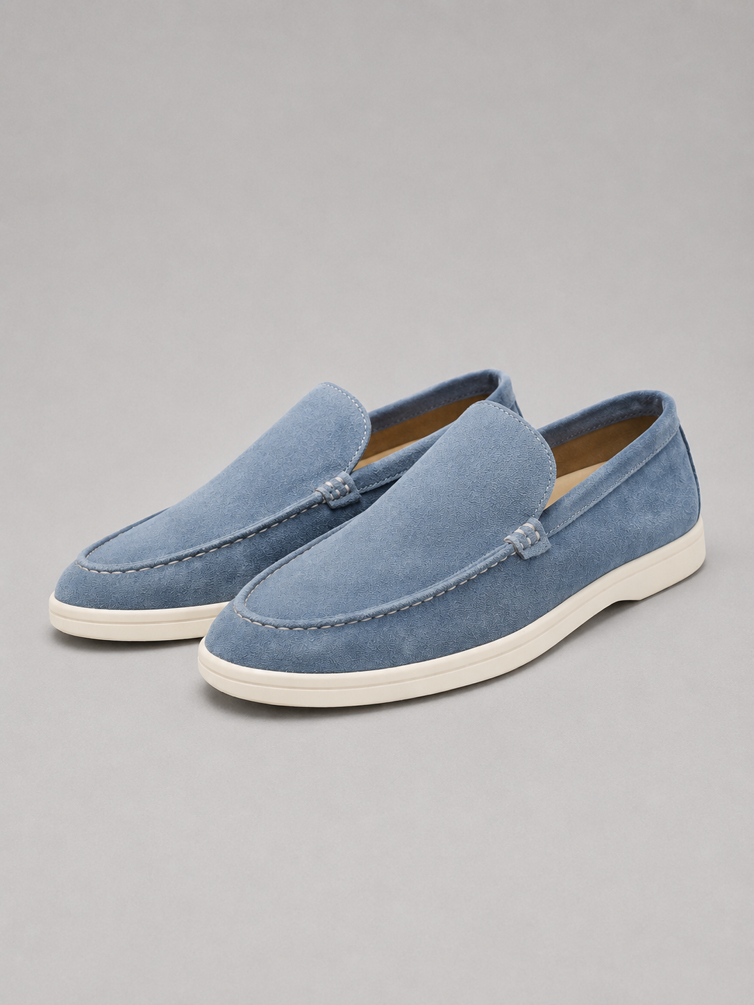 Men's Loafers Suede Slip-On Rubber Sole - Blue
