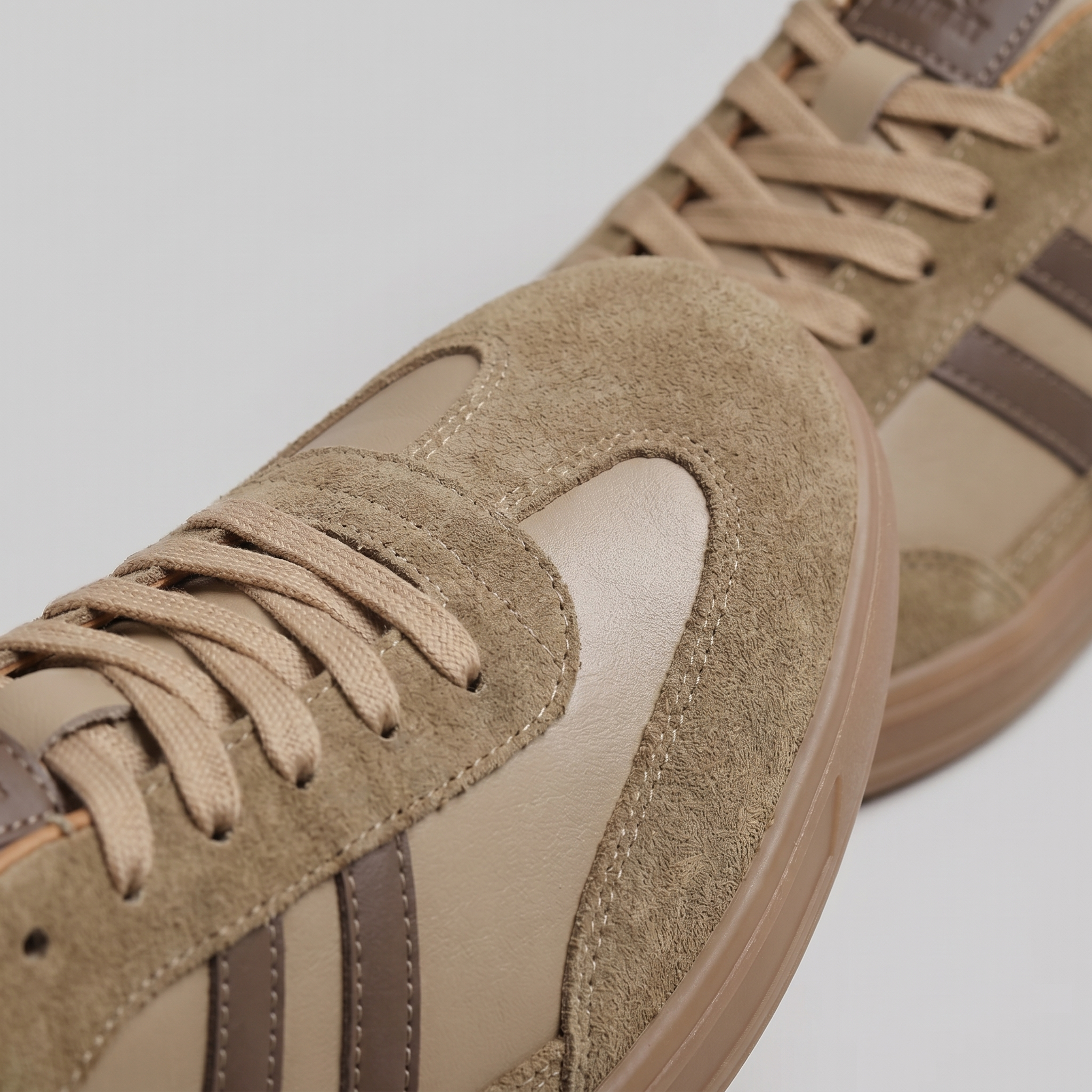 Men's Trainers Leather Suede Gum Sole - Brown