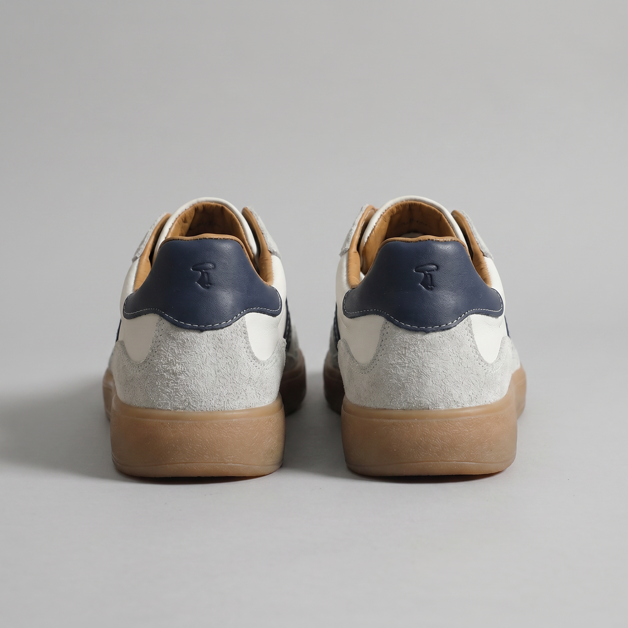 Men's Trainers Leather Suede Gum Sole - White