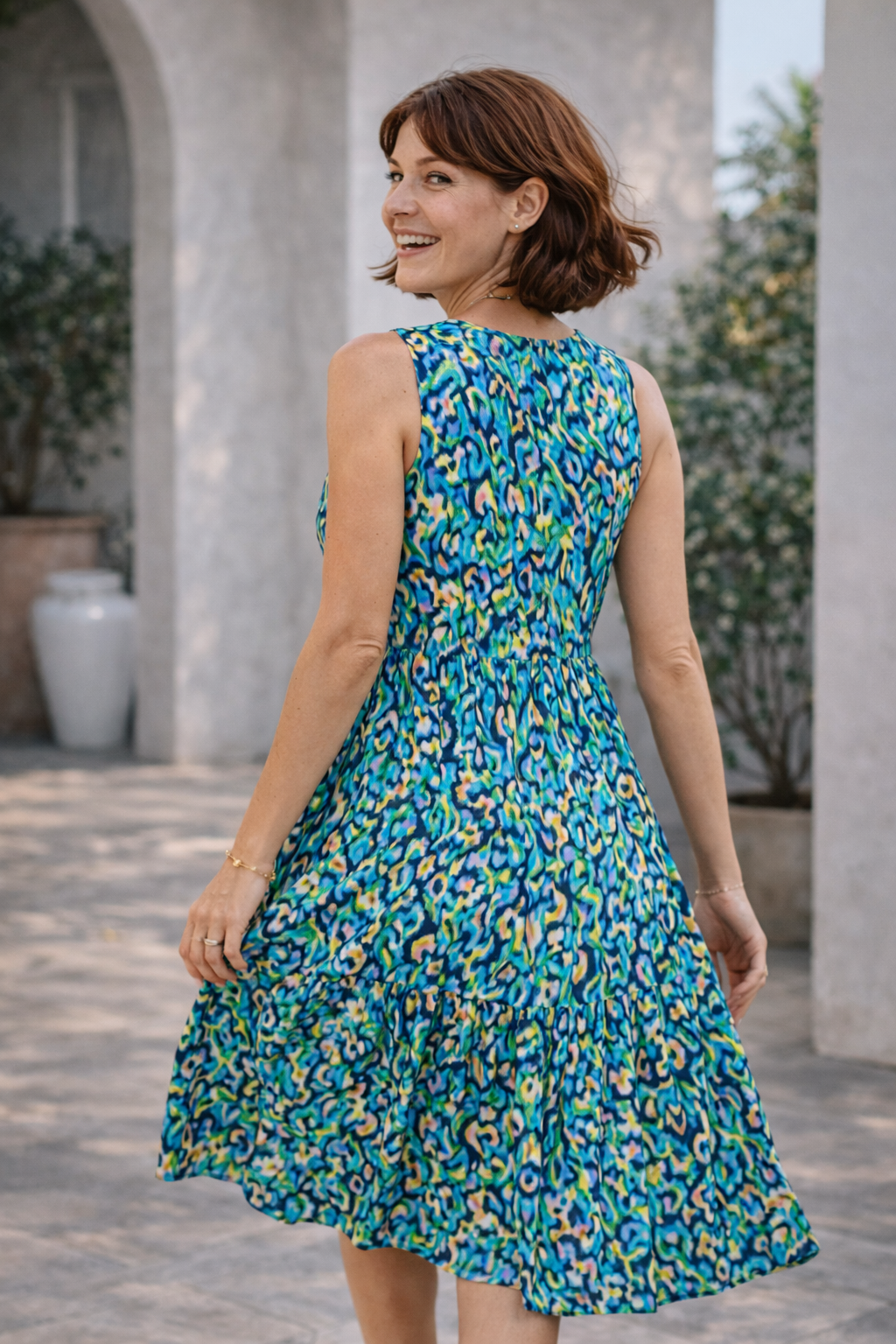 Women’s Floral Tiered Midi Dress | Ocean Bloom