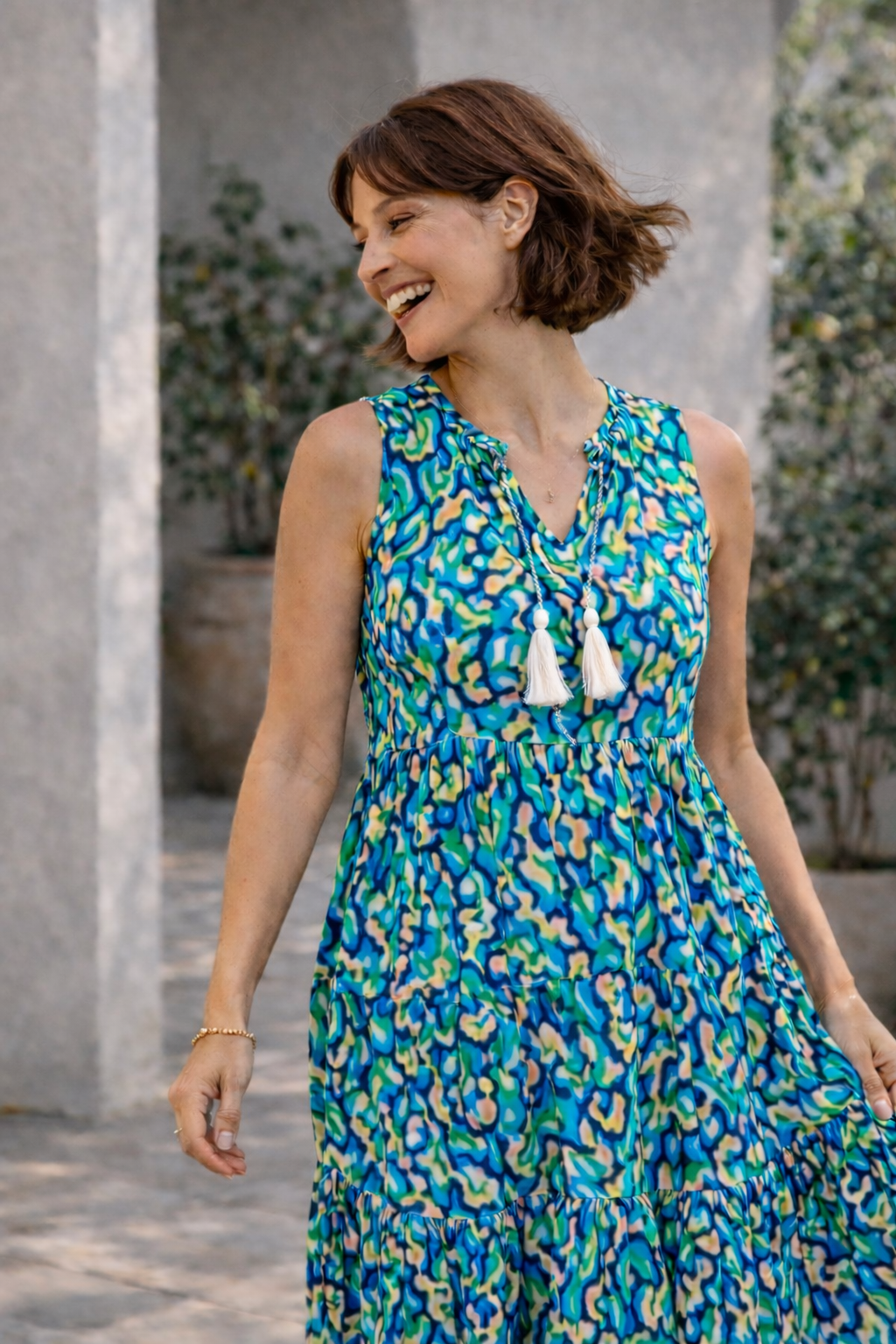 Women’s Floral Tiered Midi Dress | Ocean Bloom