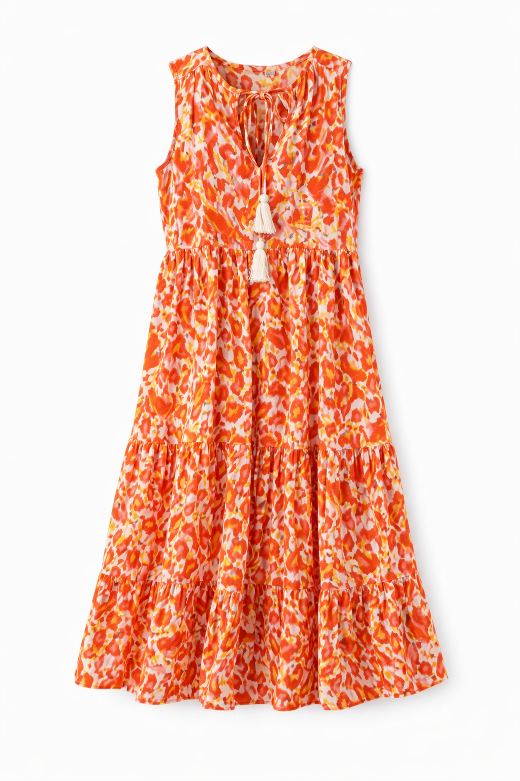 Women’s Floral Tiered Midi Dress | Sunset Coral