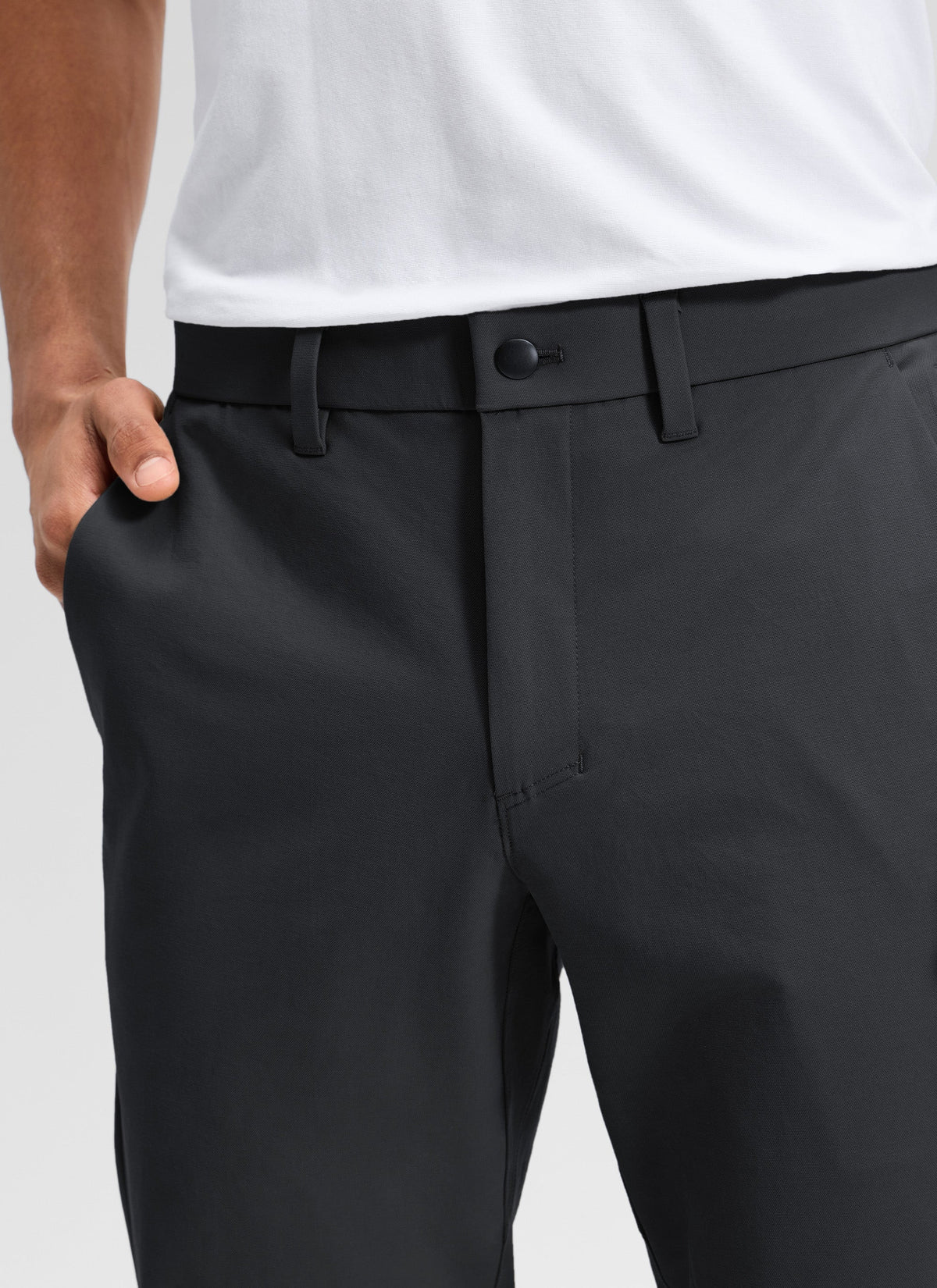 Men's plain straight chino trousers with belt loops and side pockets