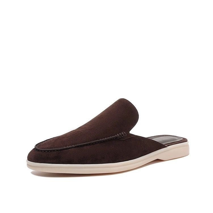 Open-back slip-on loafers with rounded toes and low-profile soles