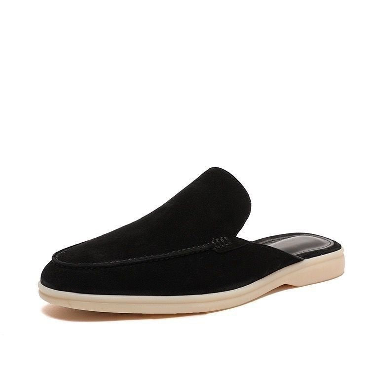 Open-back slip-on loafers with rounded toes and low-profile soles
