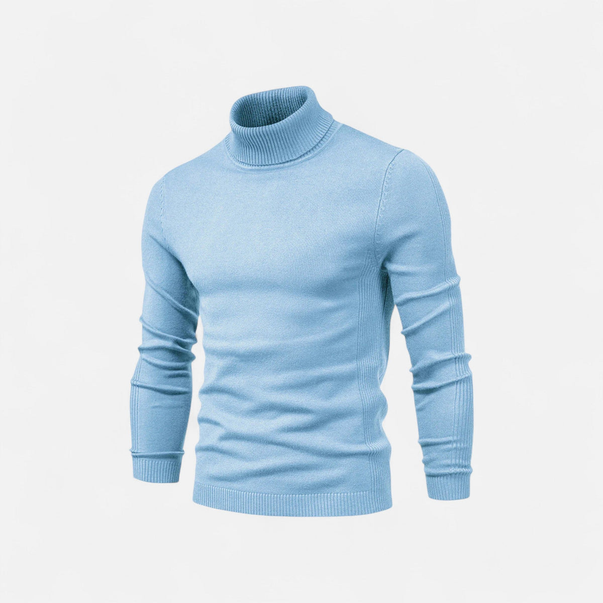 Men's ribbed turtle neck jumper with long sleeves and slim fit