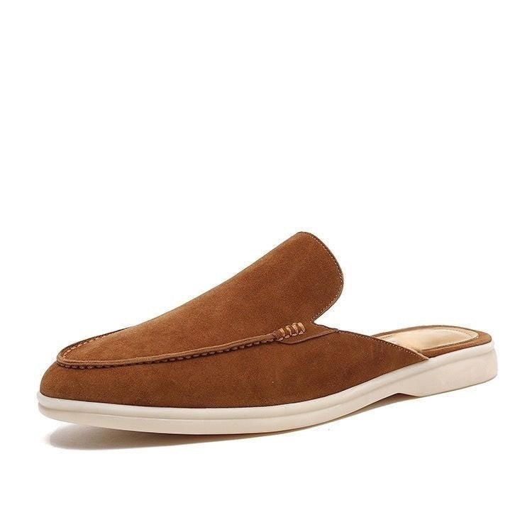 Open-back slip-on loafers with rounded toes and low-profile soles