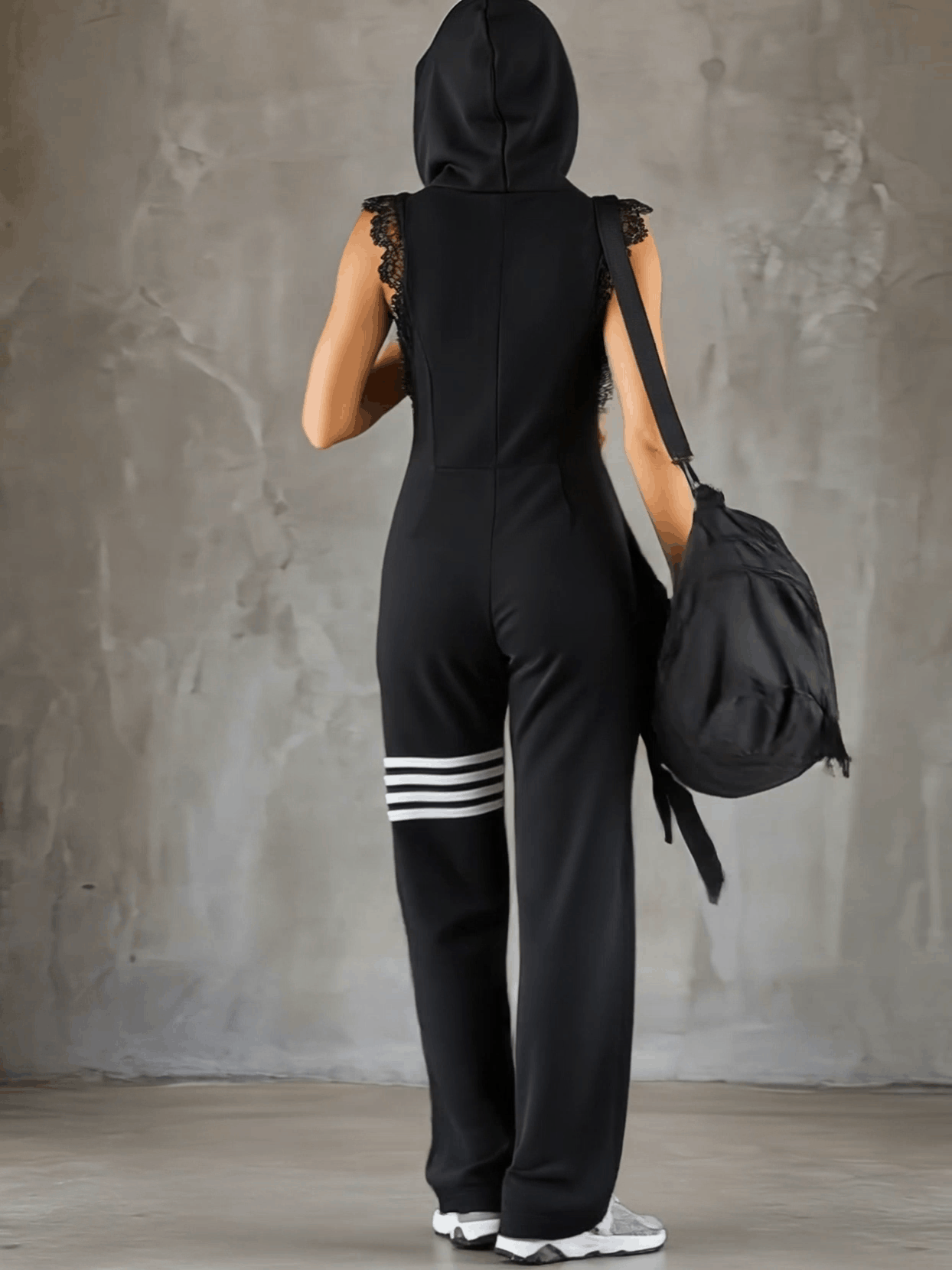 Women's Hooded Utility Jumpsuit Zip Sleeveless Regular Fit