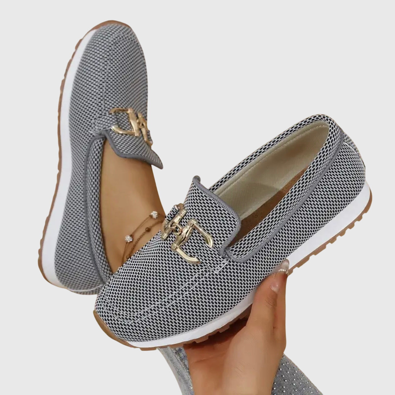 Women's Loafers Breathable Mesh Horsebit Detail - Grey