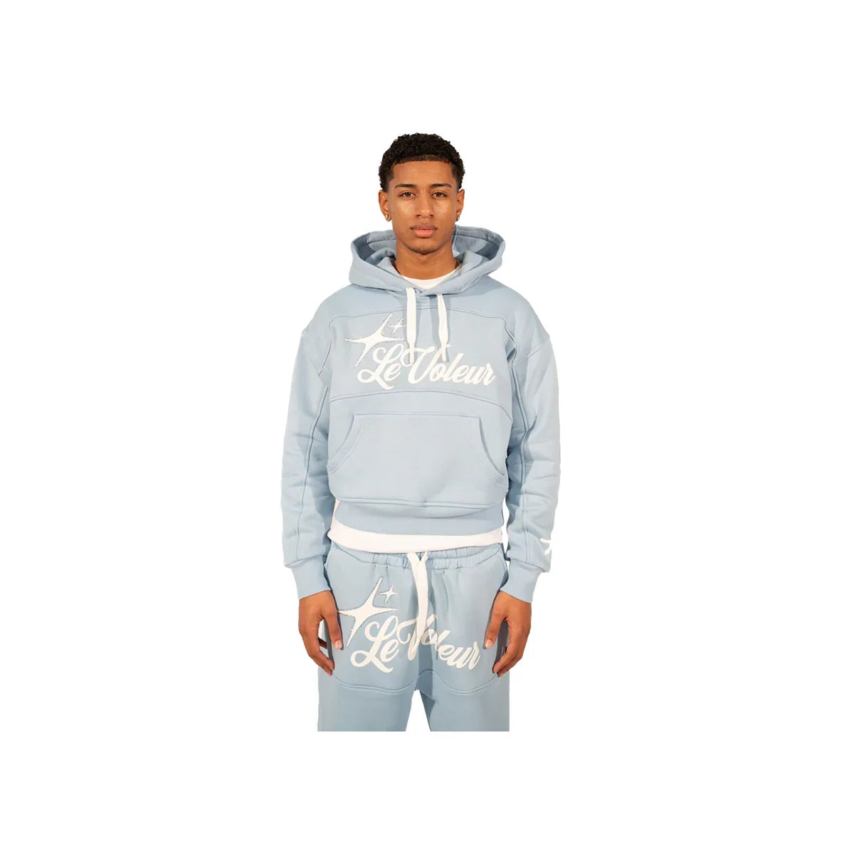 Unisex pullover hoodie with hood, front pouch pocket and script graphic