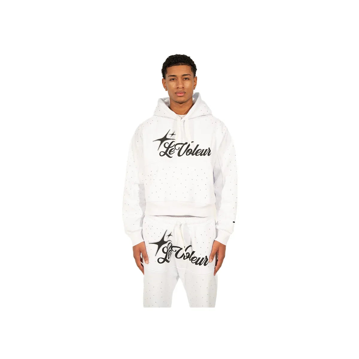 Unisex pullover hoodie with hood, front pouch pocket and script graphic
