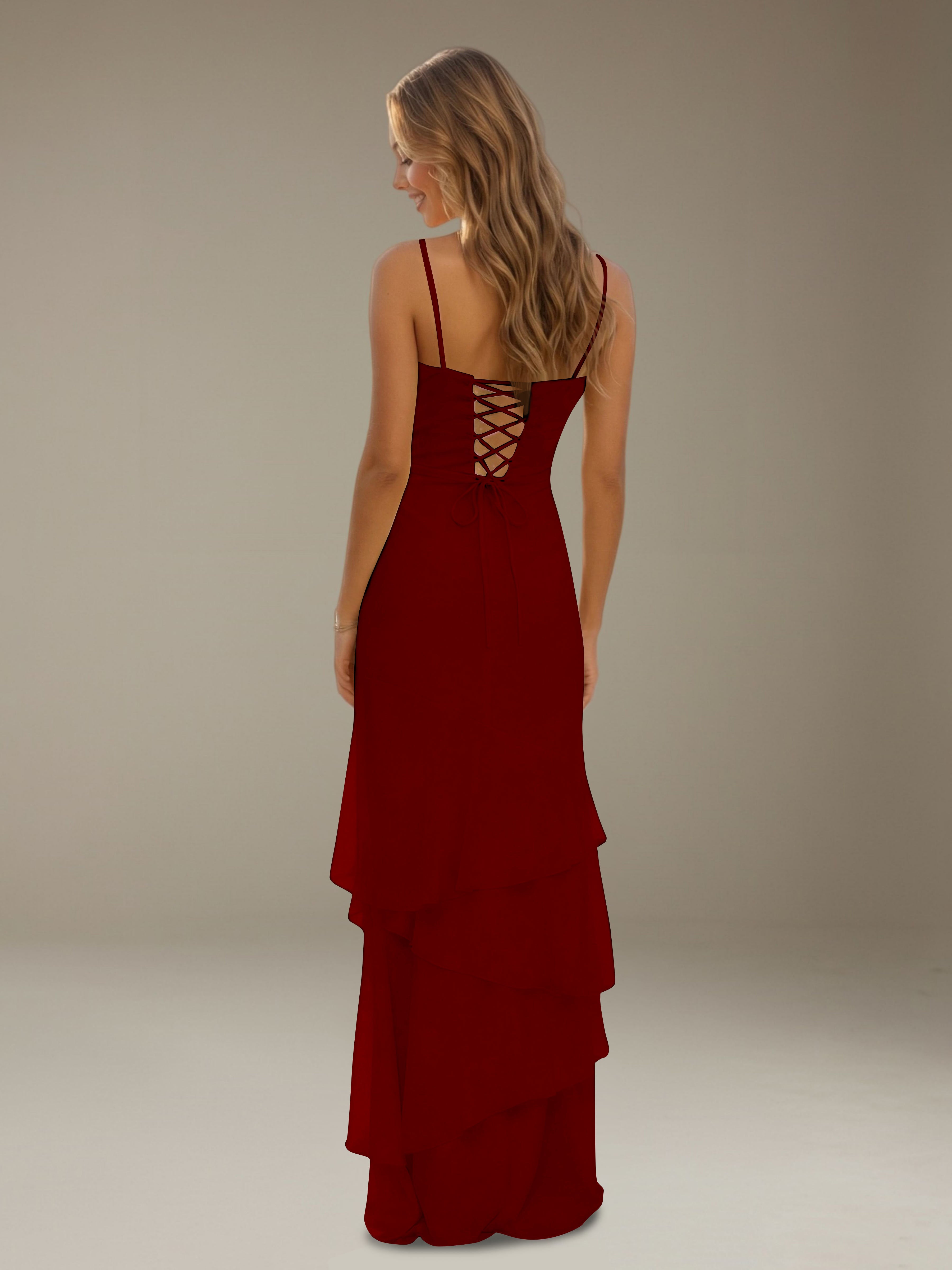 Women’s Tiered Chiffon A-Line Maxi Dress | Sweetheart Neck Occasion Gown
