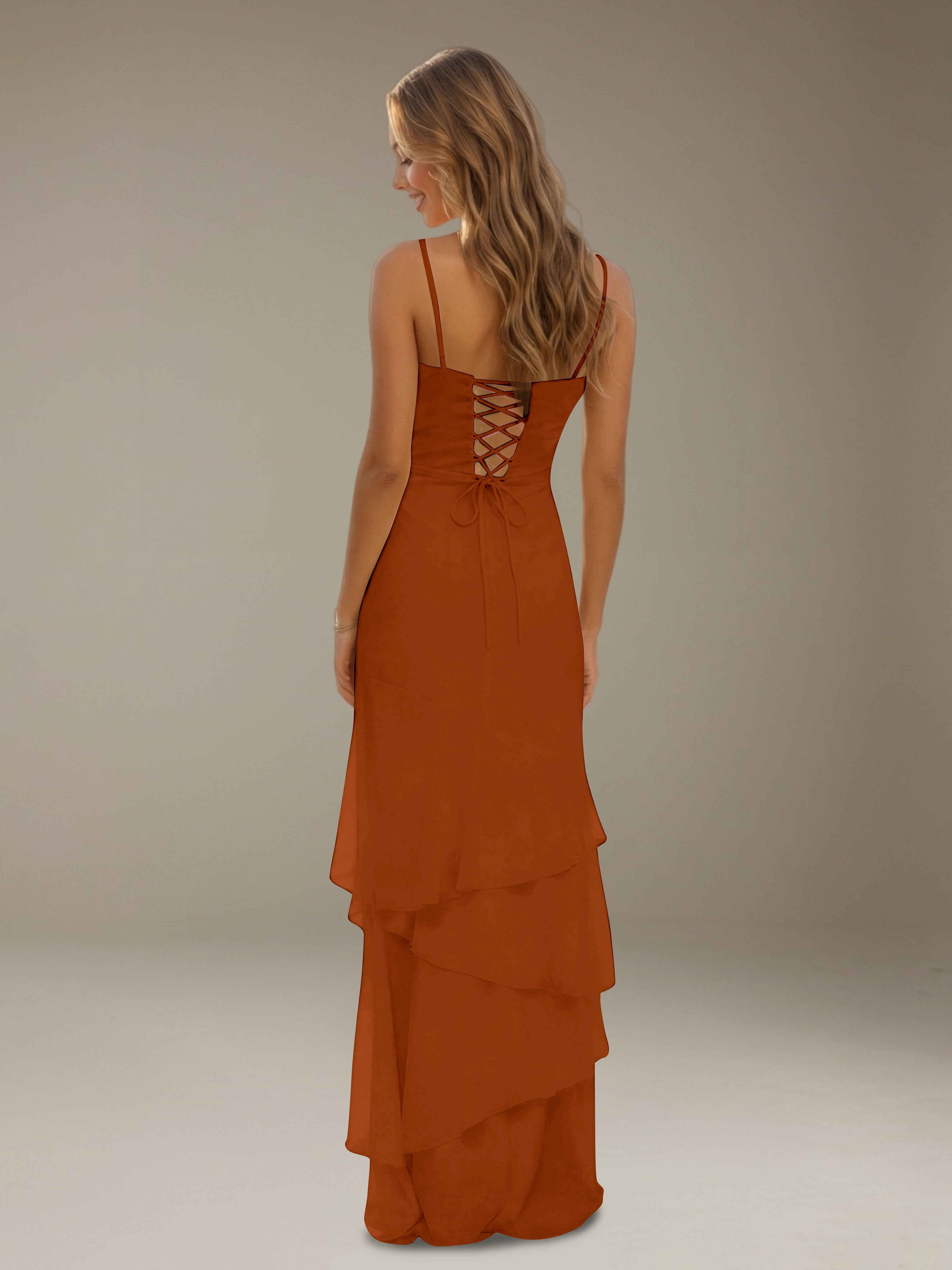 Women’s Tiered Chiffon A-Line Maxi Dress | Sweetheart Neck Occasion Gown