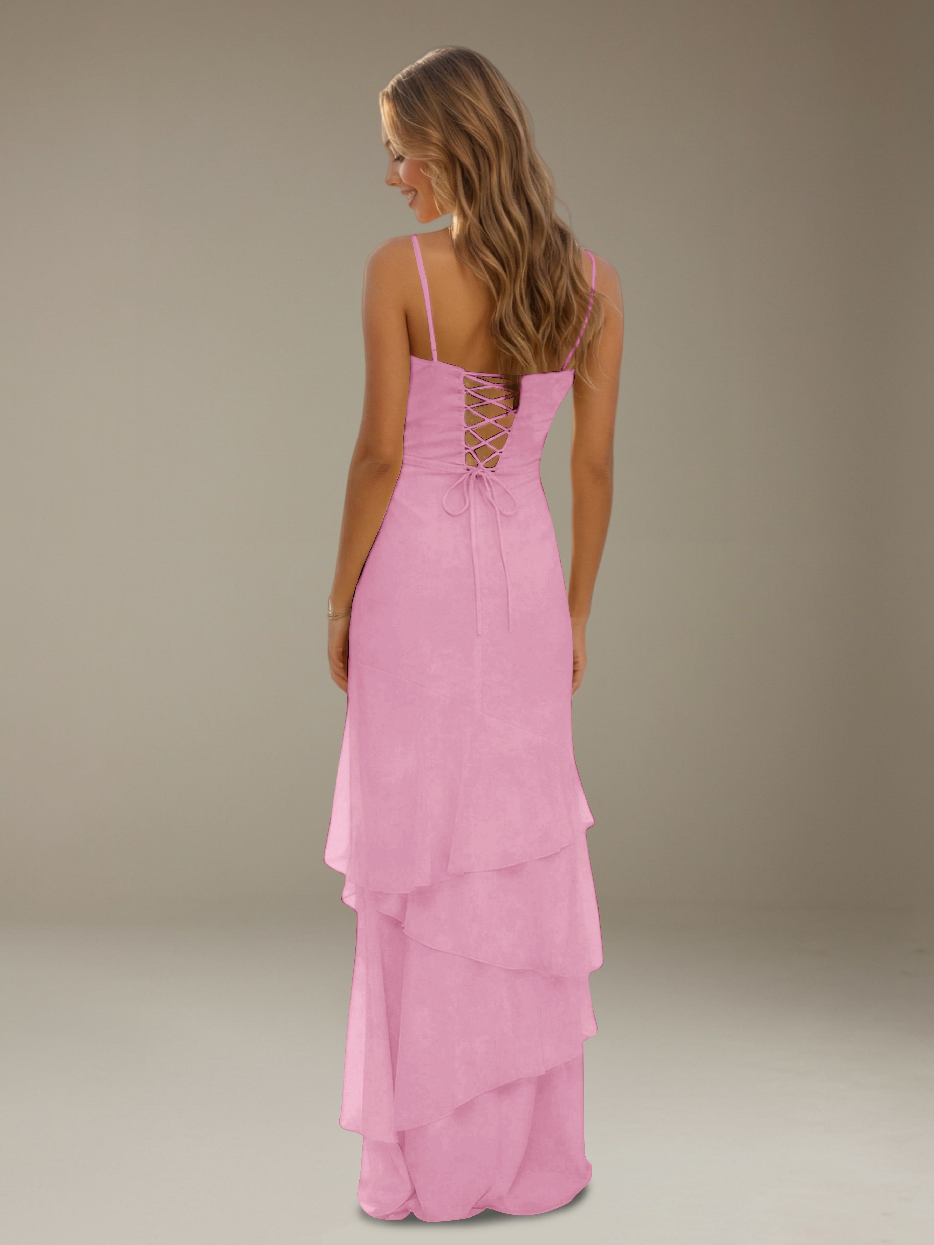 Women’s Tiered Chiffon A-Line Maxi Dress | Sweetheart Neck Occasion Gown