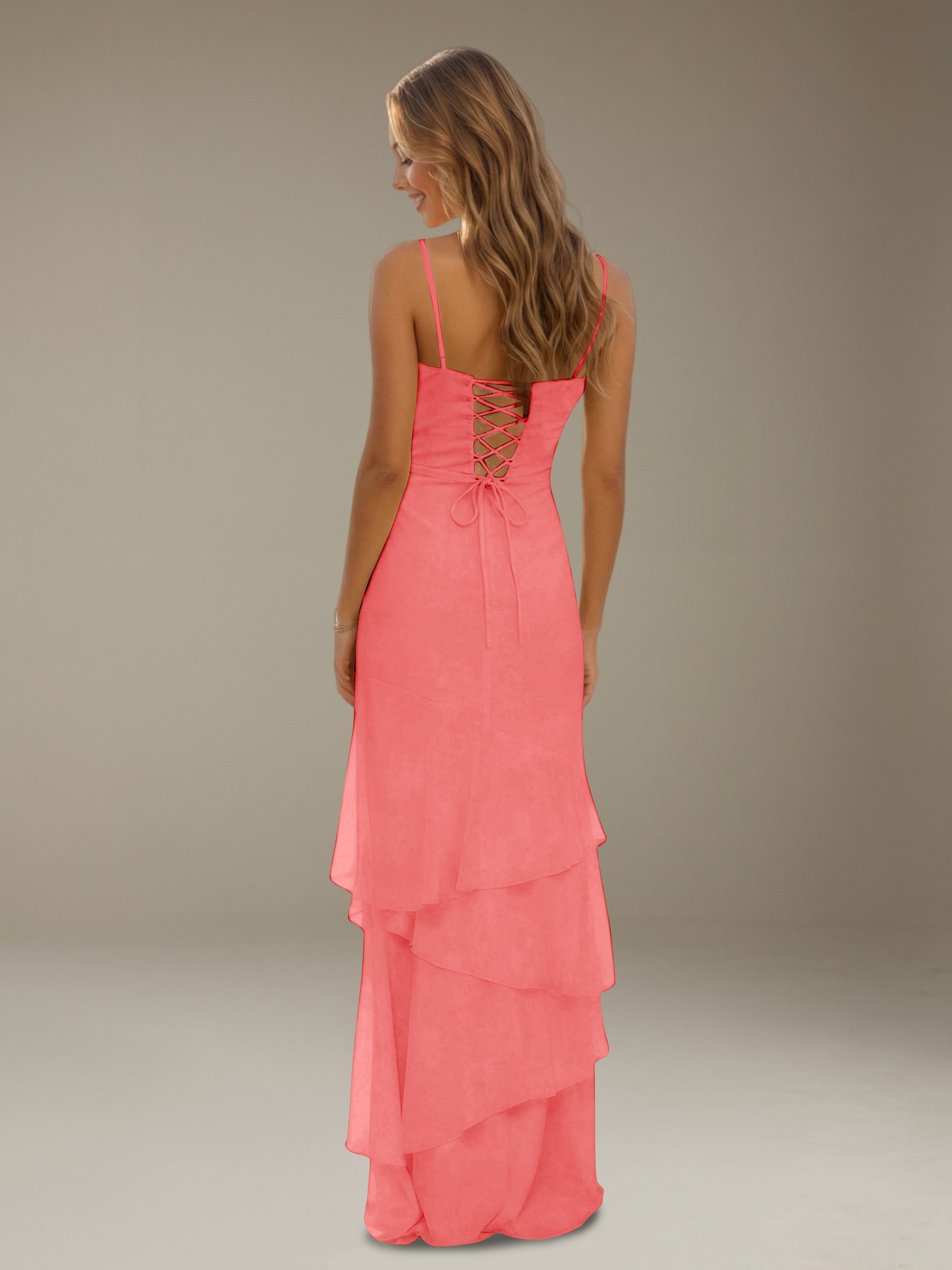 Women’s Tiered Chiffon A-Line Maxi Dress | Sweetheart Neck Occasion Gown