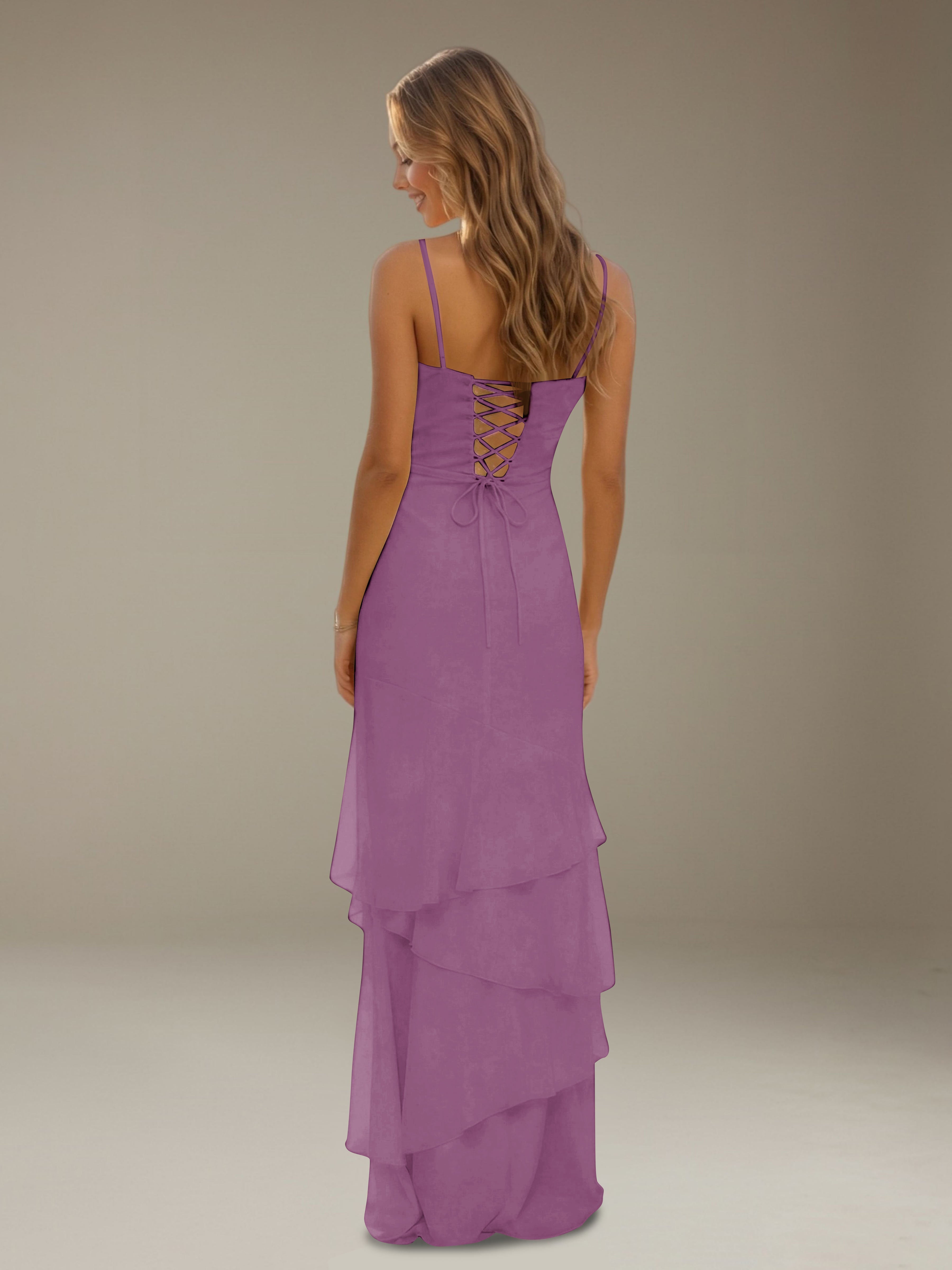 Women’s Tiered Chiffon A-Line Maxi Dress | Sweetheart Neck Occasion Gown