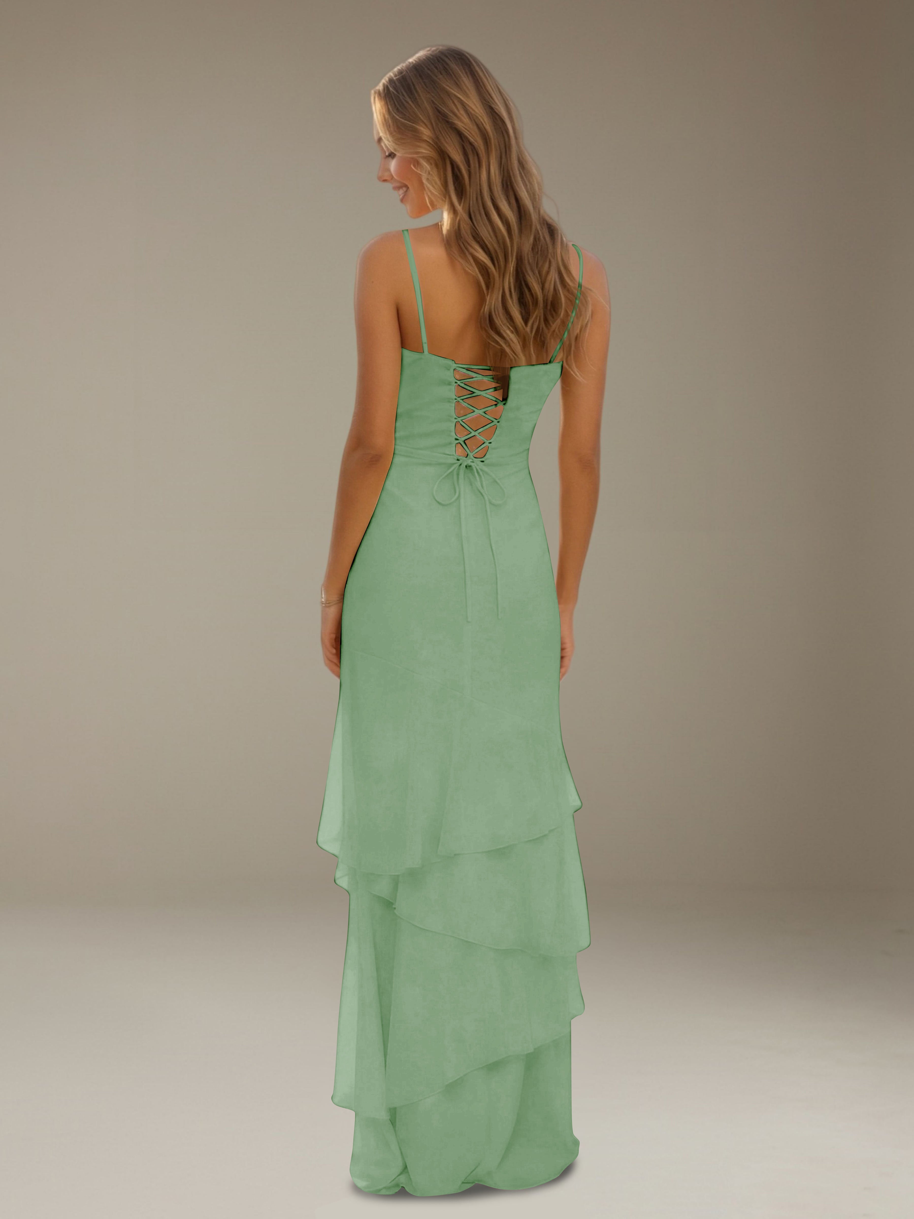 Women’s Tiered Chiffon A-Line Maxi Dress | Sweetheart Neck Occasion Gown