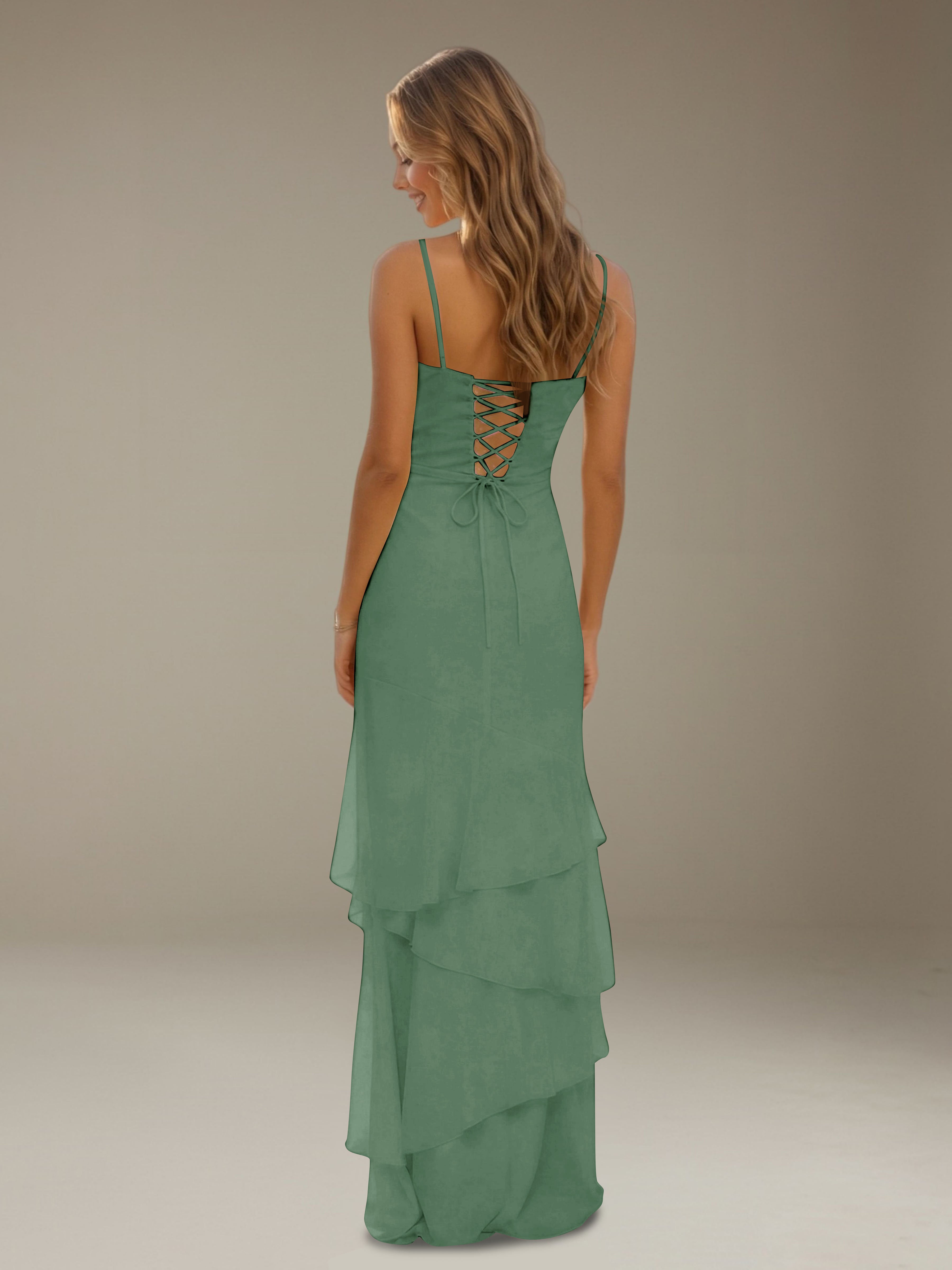 Women’s Tiered Chiffon A-Line Maxi Dress | Sweetheart Neck Occasion Gown