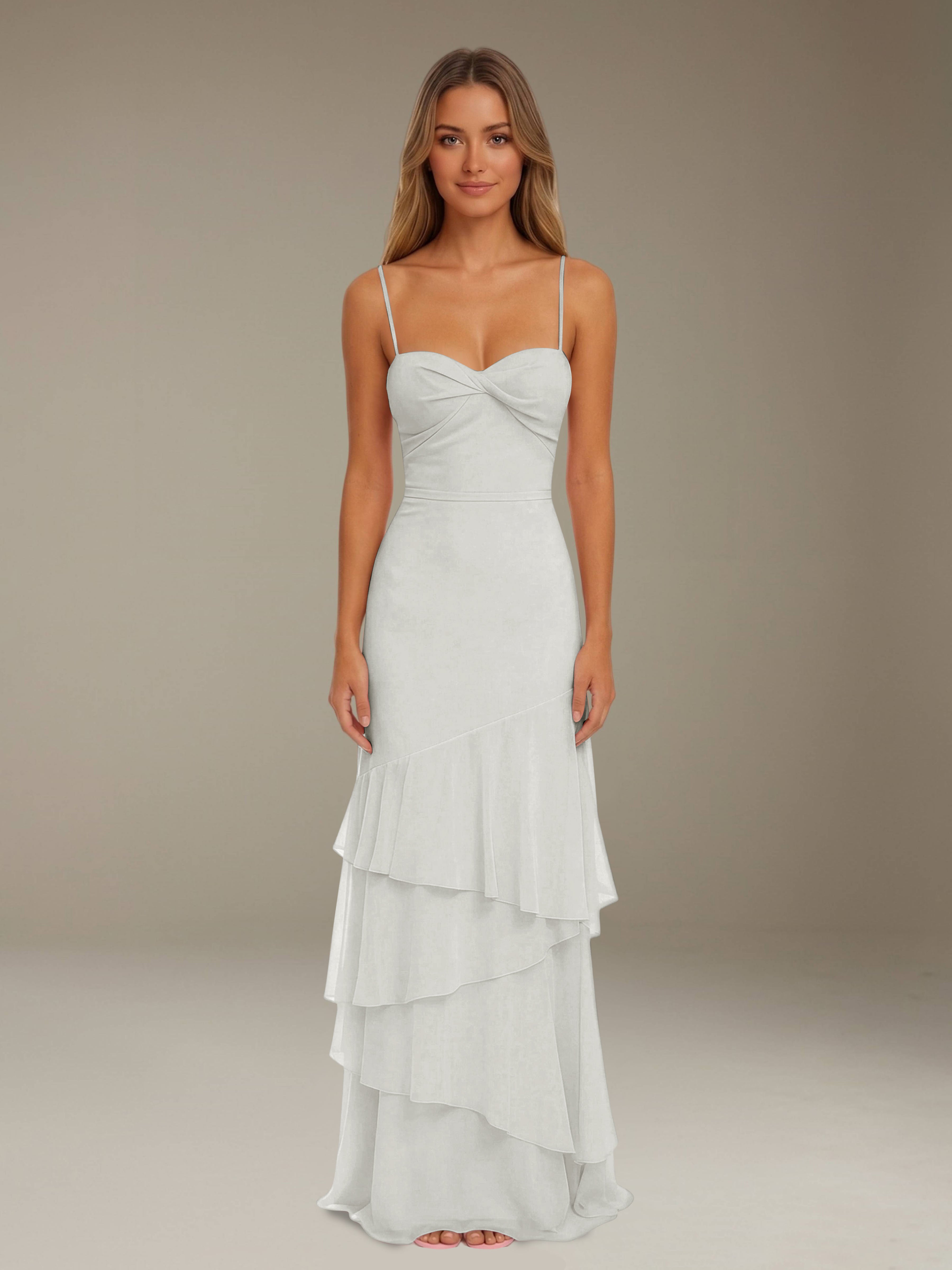 Women’s Tiered Chiffon A-Line Maxi Dress | Sweetheart Neck Occasion Gown