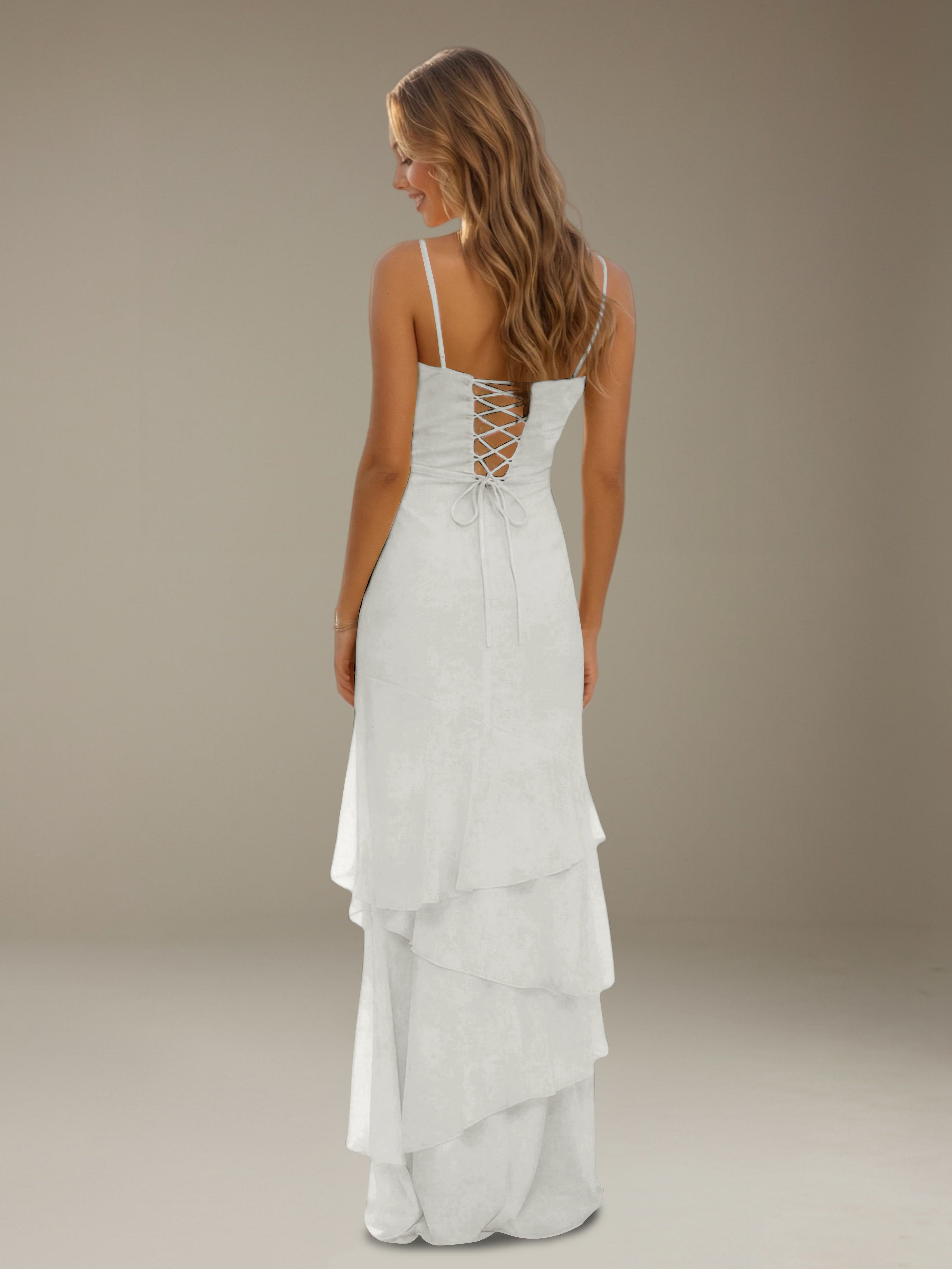 Women’s Tiered Chiffon A-Line Maxi Dress | Sweetheart Neck Occasion Gown