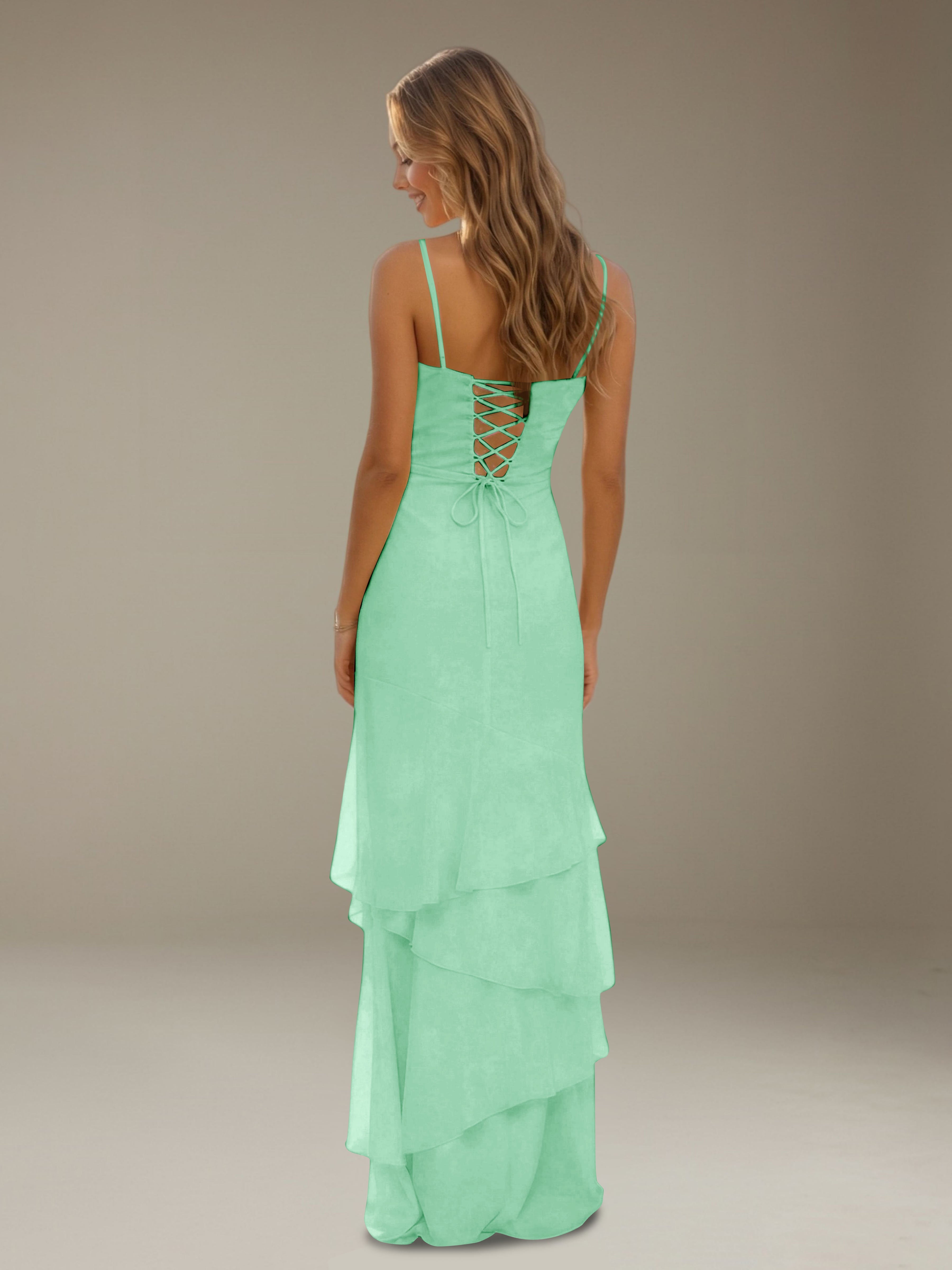 Women’s Tiered Chiffon A-Line Maxi Dress | Sweetheart Neck Occasion Gown