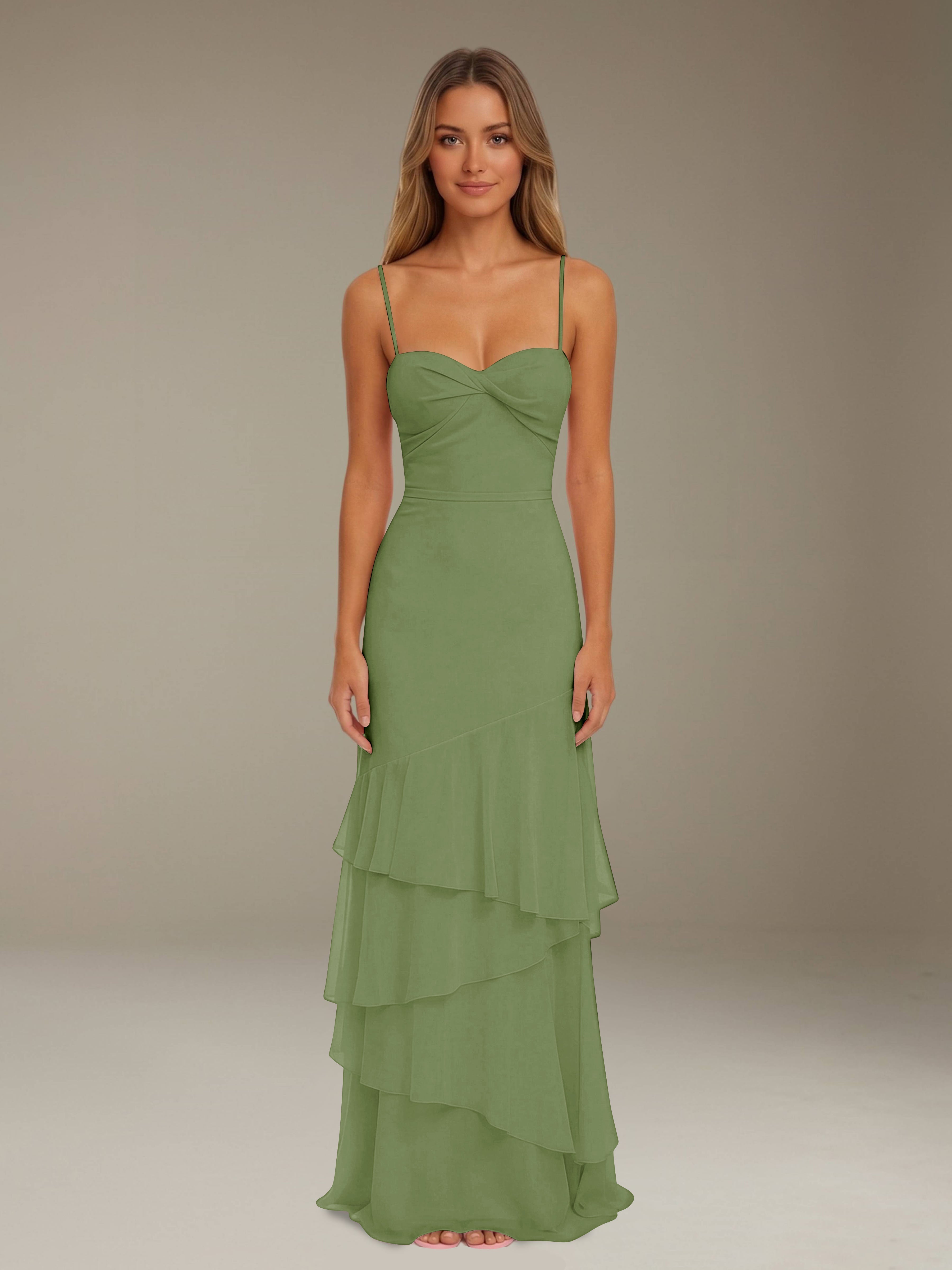 Women’s Tiered Chiffon A-Line Maxi Dress | Sweetheart Neck Occasion Gown
