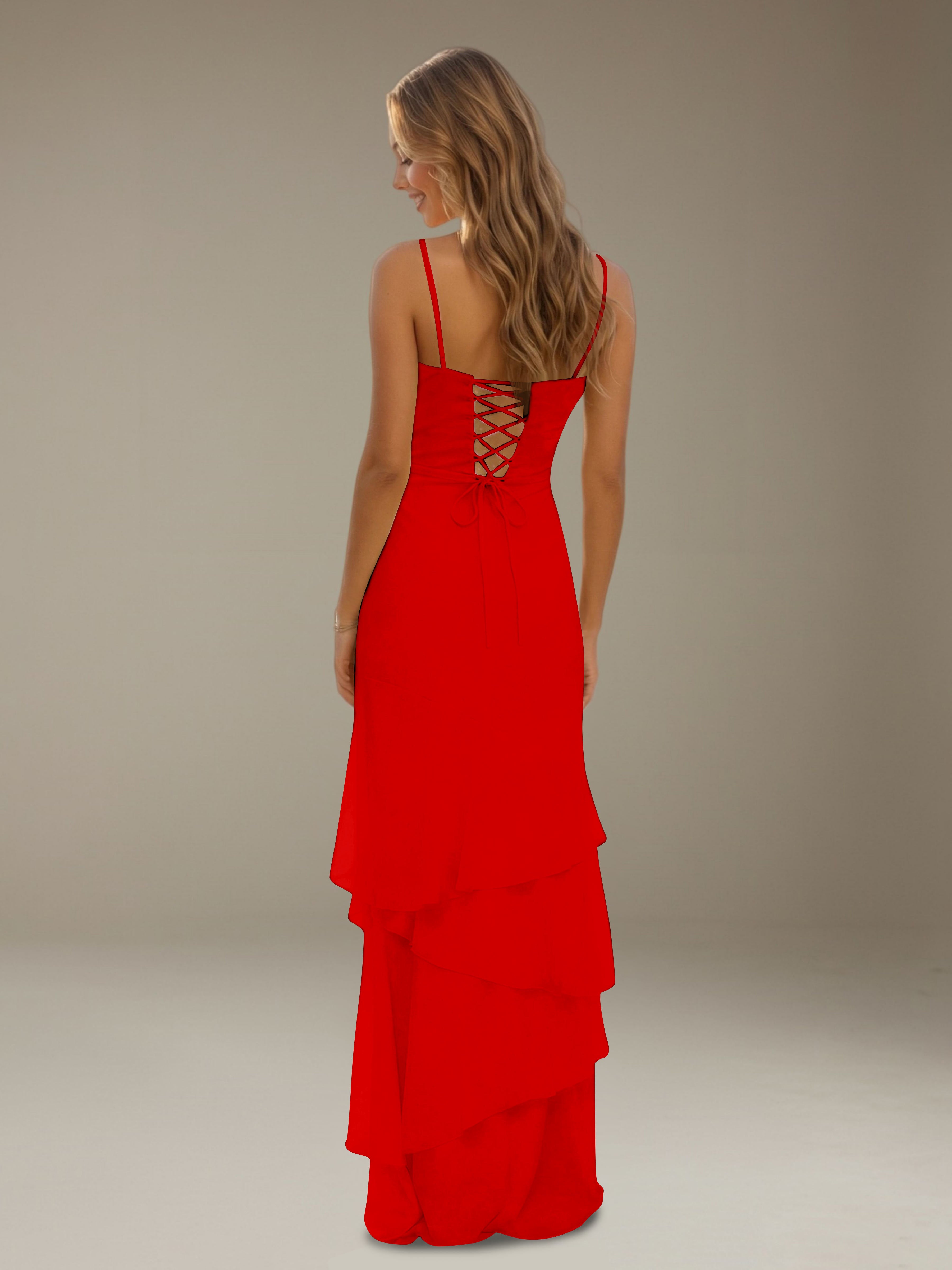 Women’s Tiered Chiffon A-Line Maxi Dress | Sweetheart Neck Occasion Gown