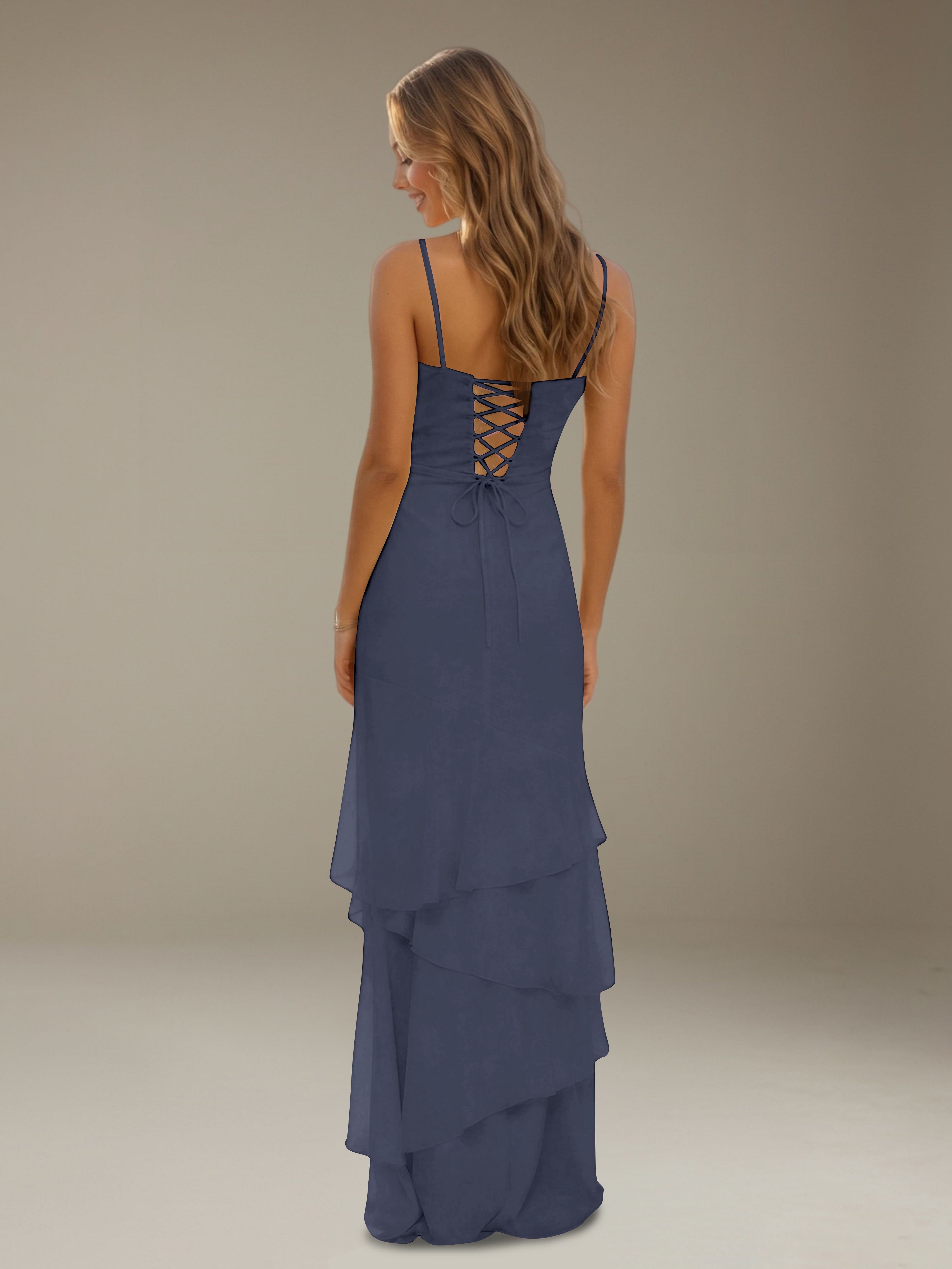 Women’s Tiered Chiffon A-Line Maxi Dress | Sweetheart Neck Occasion Gown
