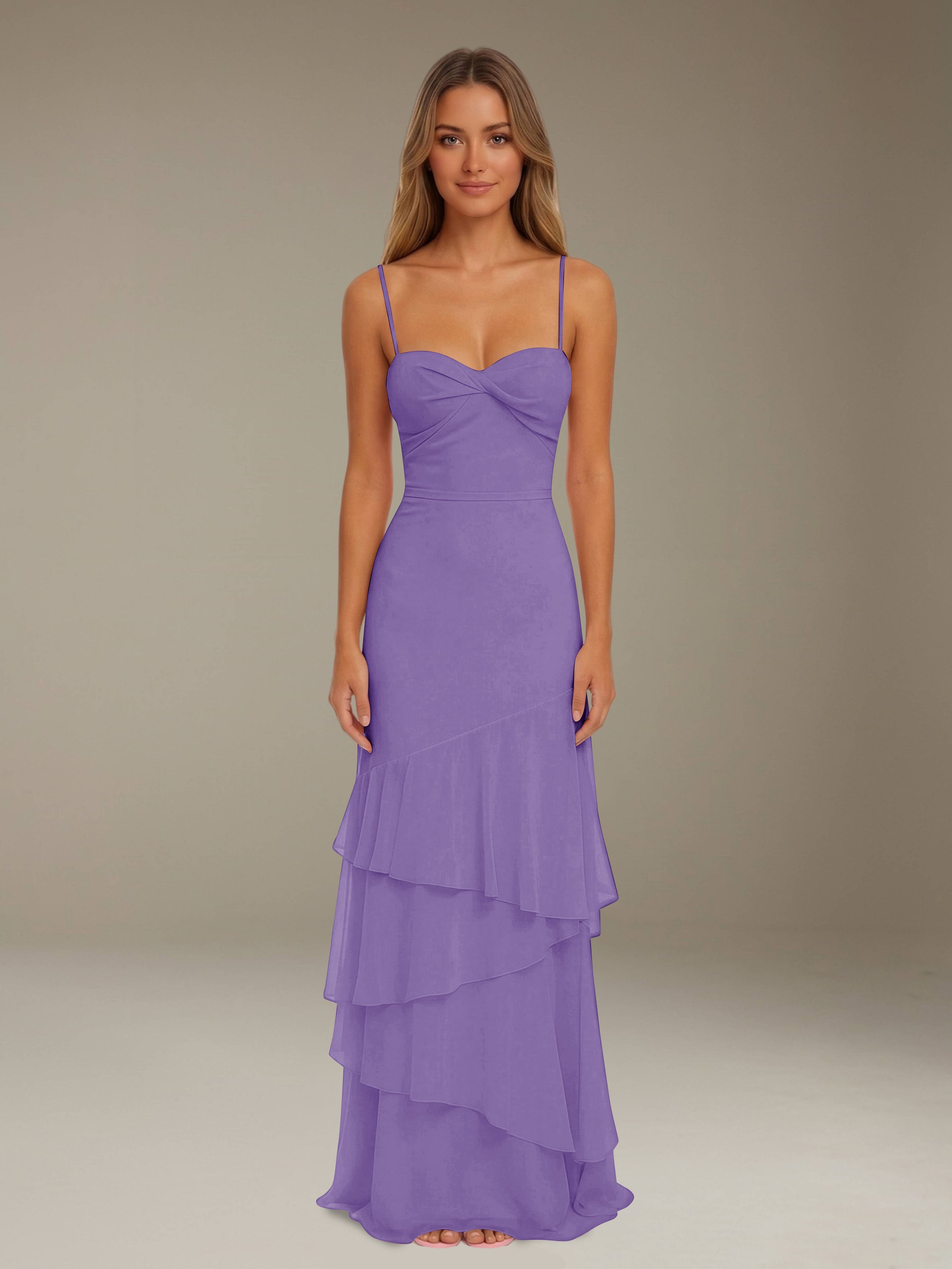 Women’s Tiered Chiffon A-Line Maxi Dress | Sweetheart Neck Occasion Gown