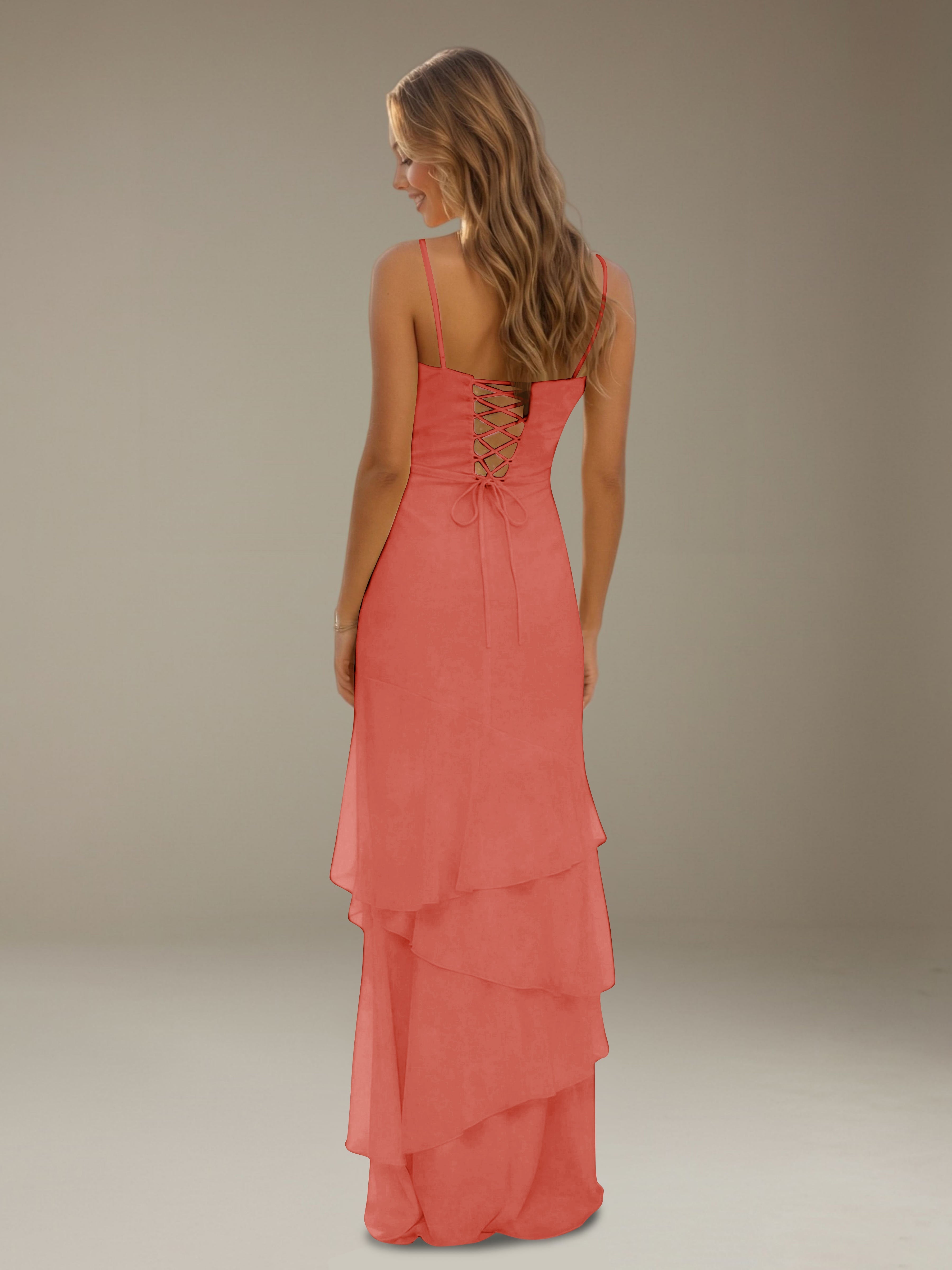 Women’s Tiered Chiffon A-Line Maxi Dress | Sweetheart Neck Occasion Gown