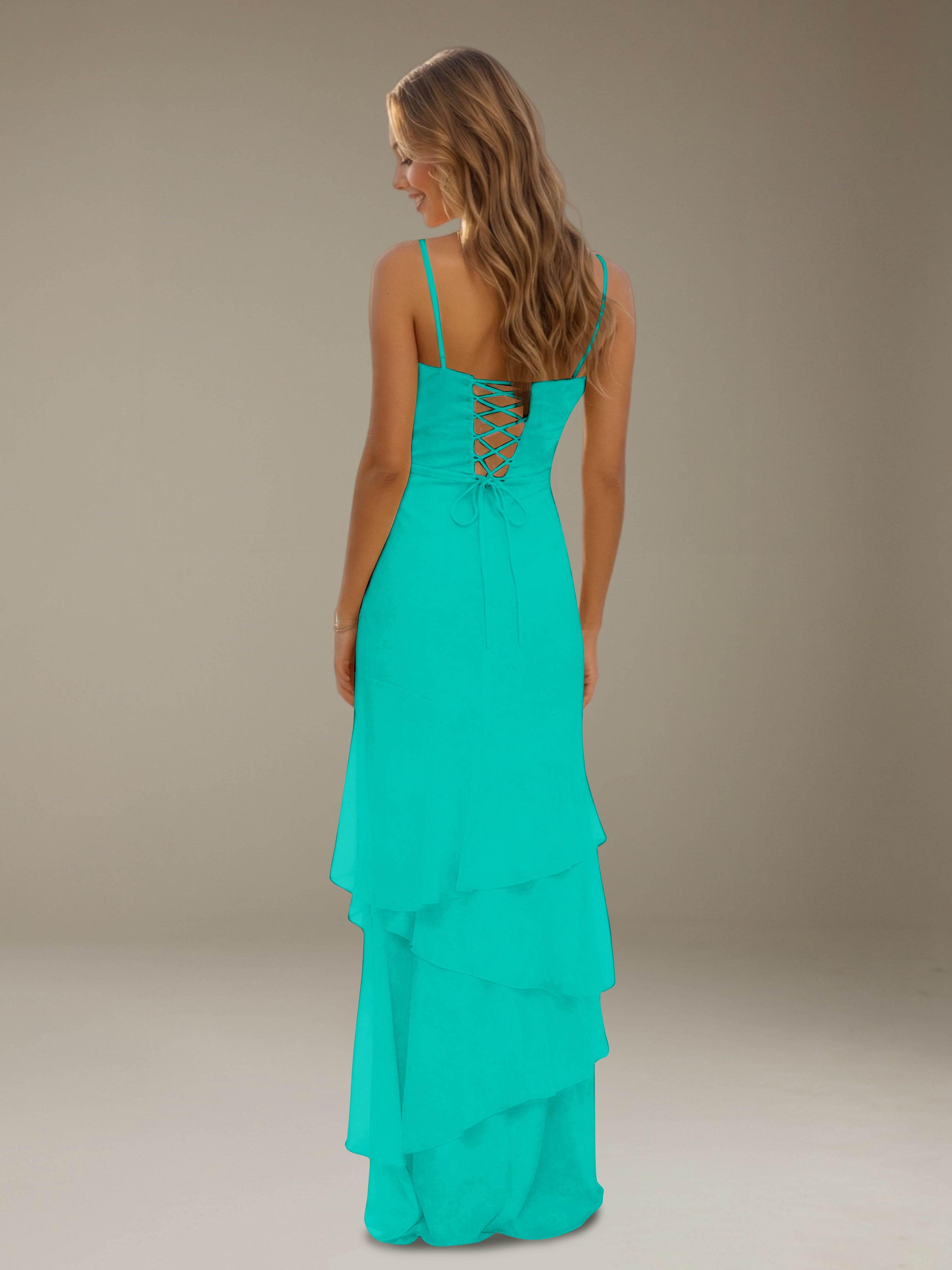 Women’s Tiered Chiffon A-Line Maxi Dress | Sweetheart Neck Occasion Gown