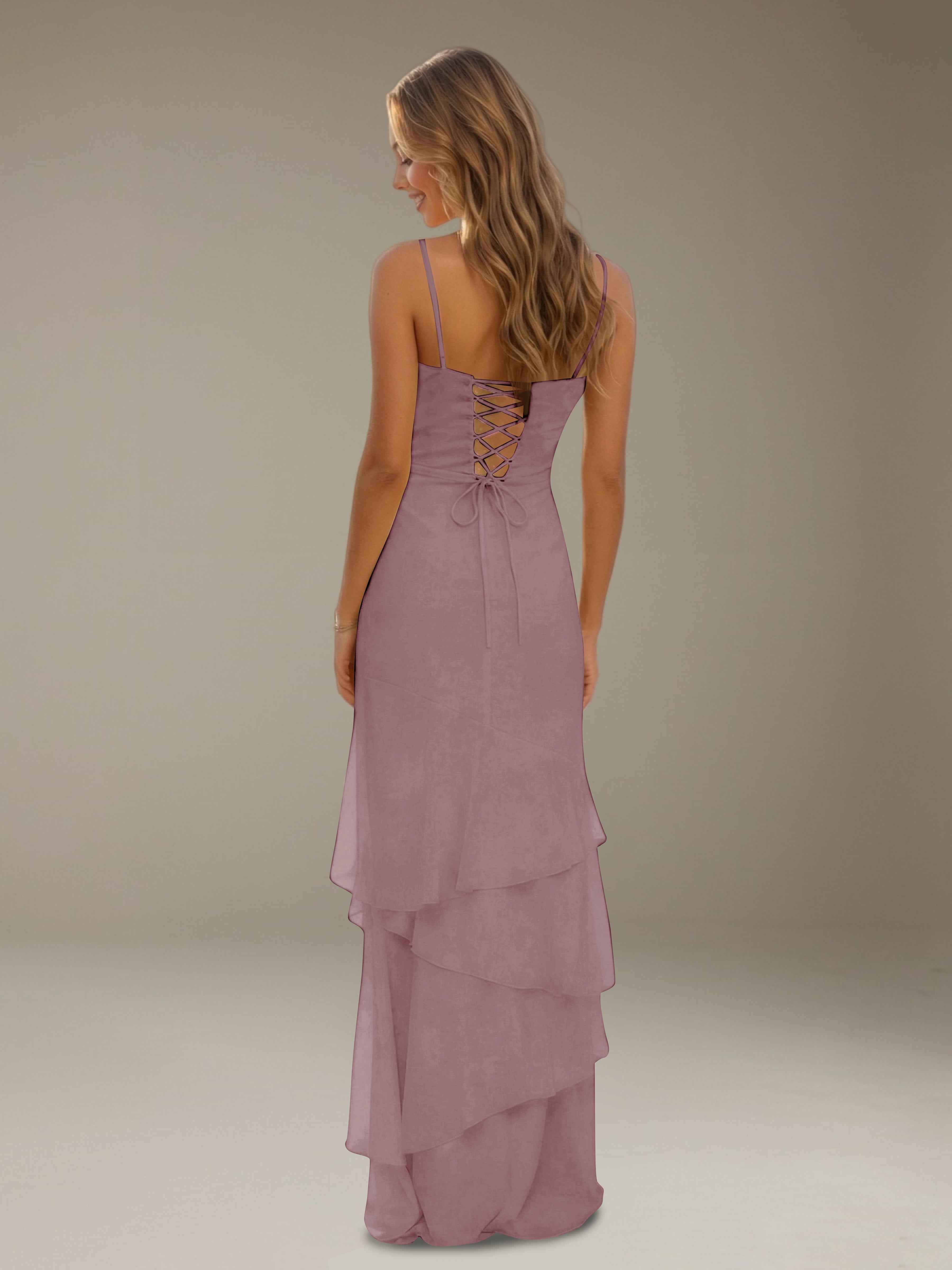 Women’s Tiered Chiffon A-Line Maxi Dress | Sweetheart Neck Occasion Gown