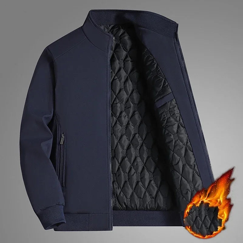 Men's Quilted-Lined Jacket Stand Collar Full-Zip - Navy