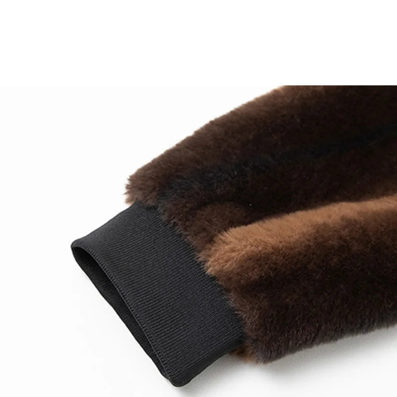 Men's Faux Fur Bomber Jacket Zip-Up