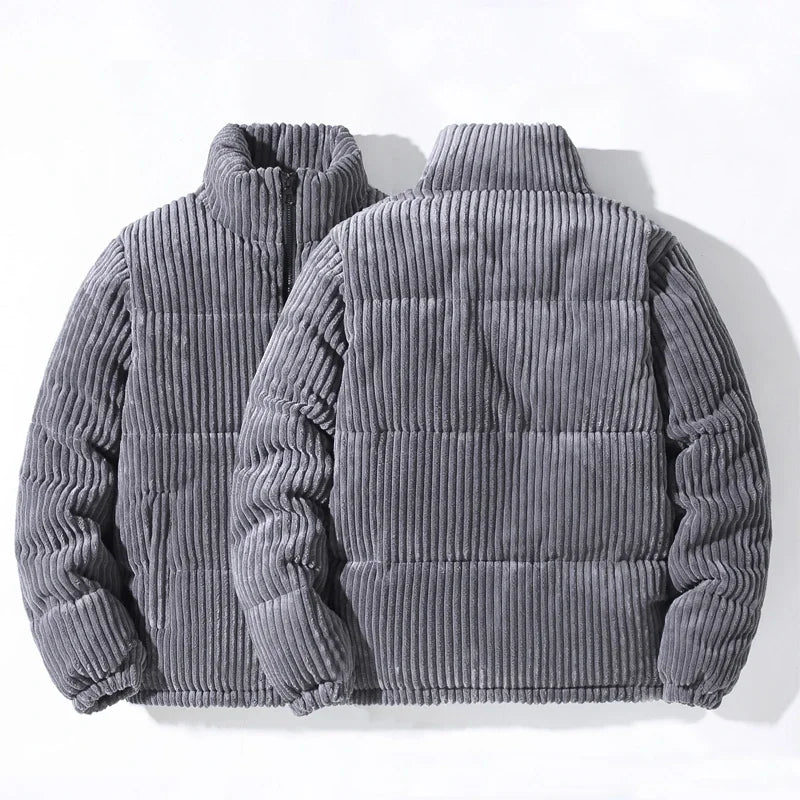 Men's Corduroy Puffer Jacket Stand Collar