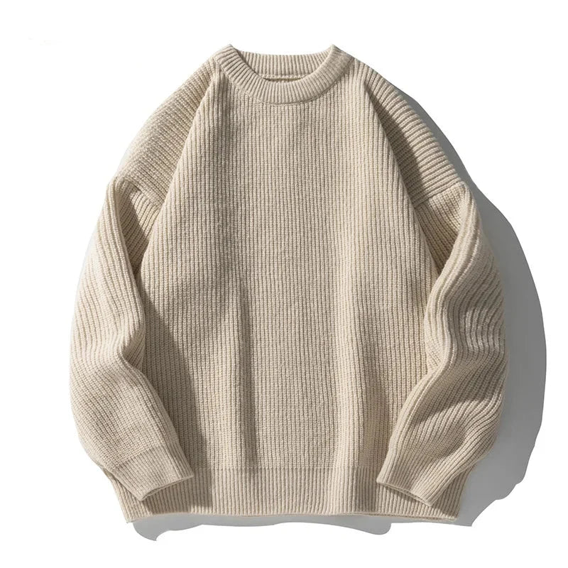 Unisex ribbed crew neck jumper with long sleeves