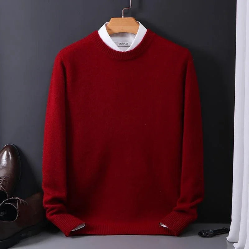 Men's plain crew neck jumper with long sleeves and ribbed trims