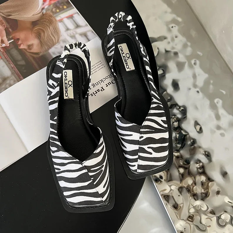Women’s Square Toe Slingback Sandals | Synthetic Flat Shoes