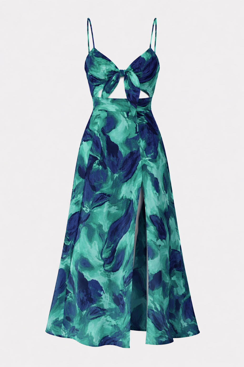 Women’s Tie Front Cut Out Midi Dress Adjustable Strap