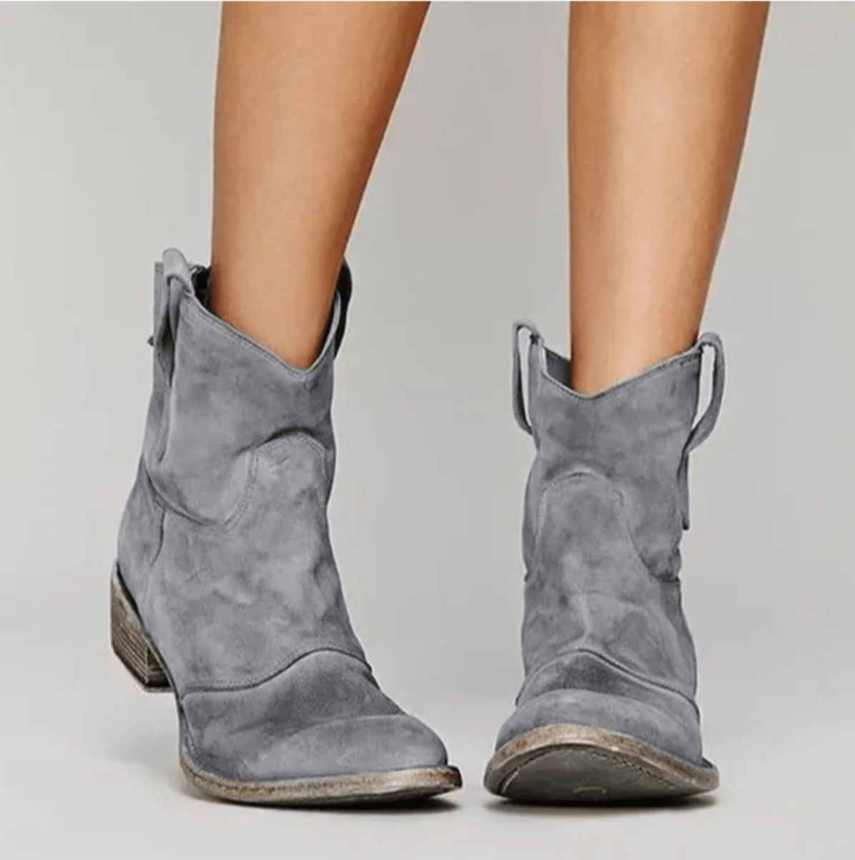 Women's ankle boots with pull tabs, stitched panels and low block heels