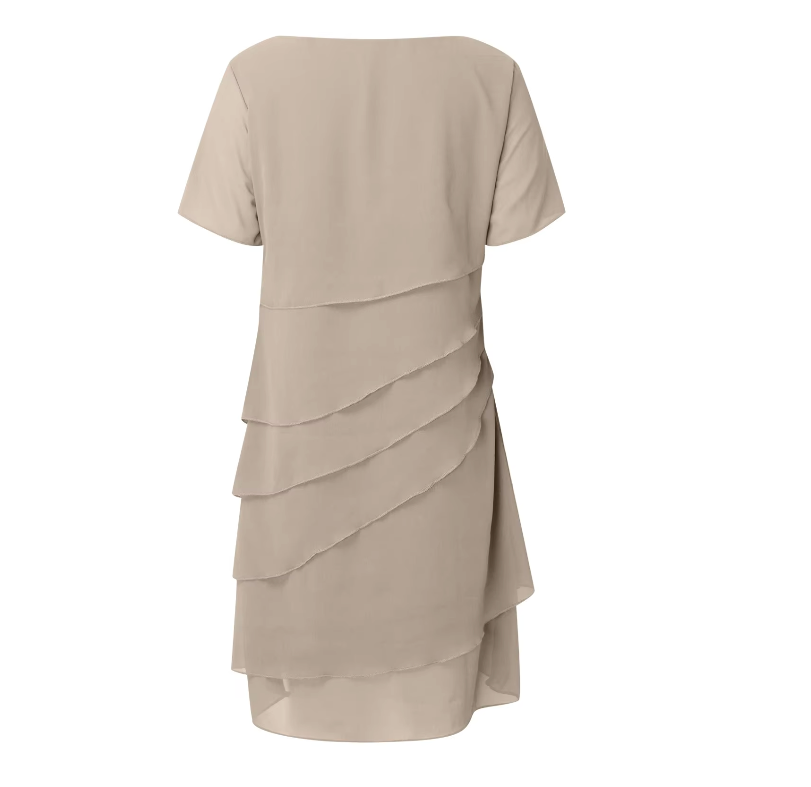 Women's Layered Midi Dress Short Sleeve Relaxed Fit Tiered Detail