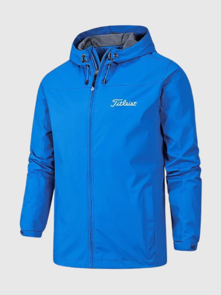 Men's Weatherproof Jacket Hooded Drawstring Full-Zip - Blue