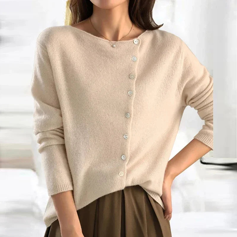 Women's long-sleeved button-front knitted cardigan