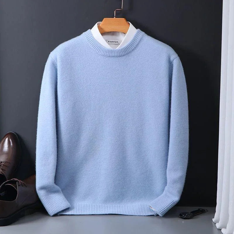 Men's plain crew neck jumper with long sleeves and ribbed trims