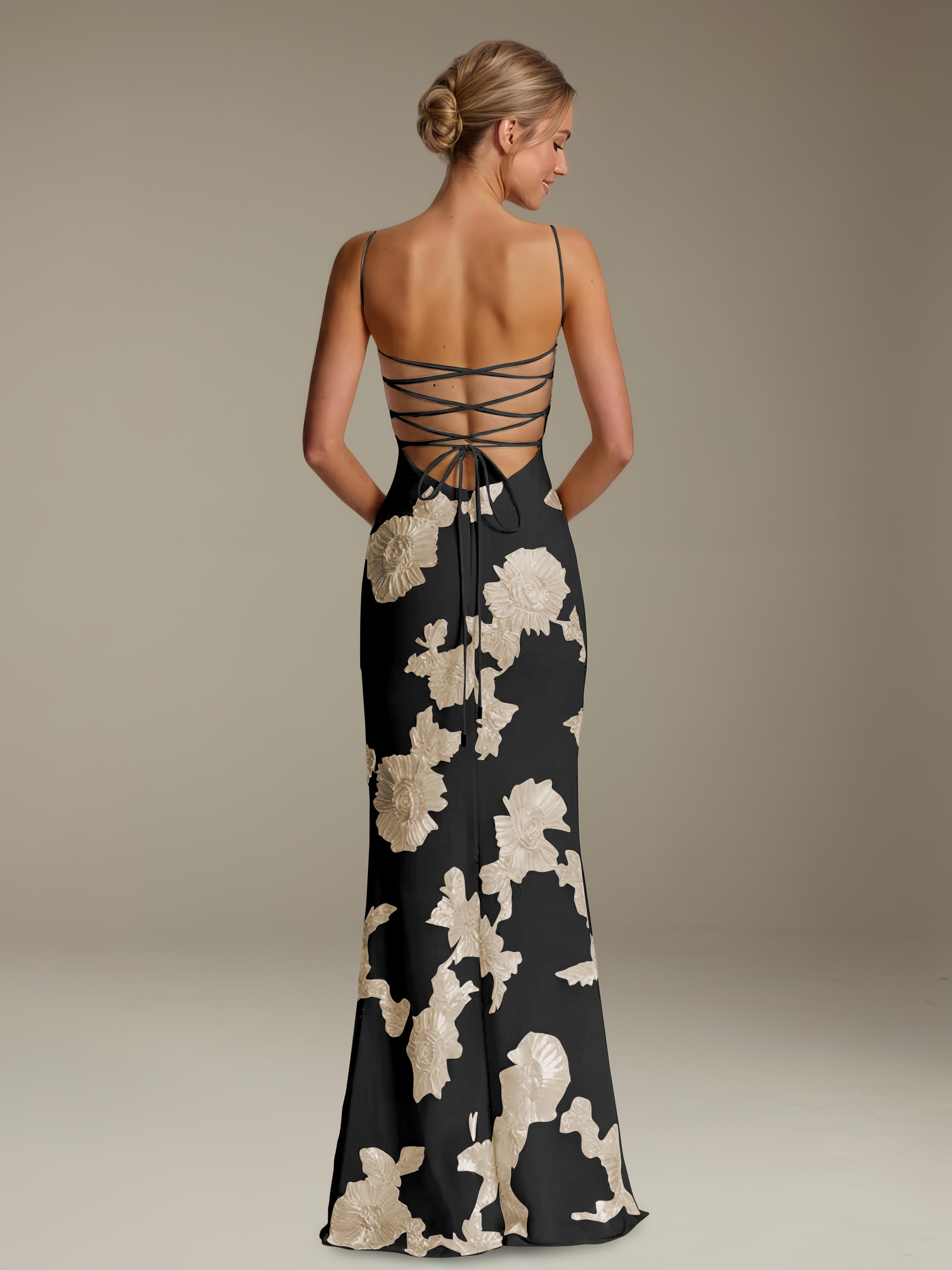 Women’s Floral Column Maxi Dress | Sweetheart Neckline & Open Back Gown