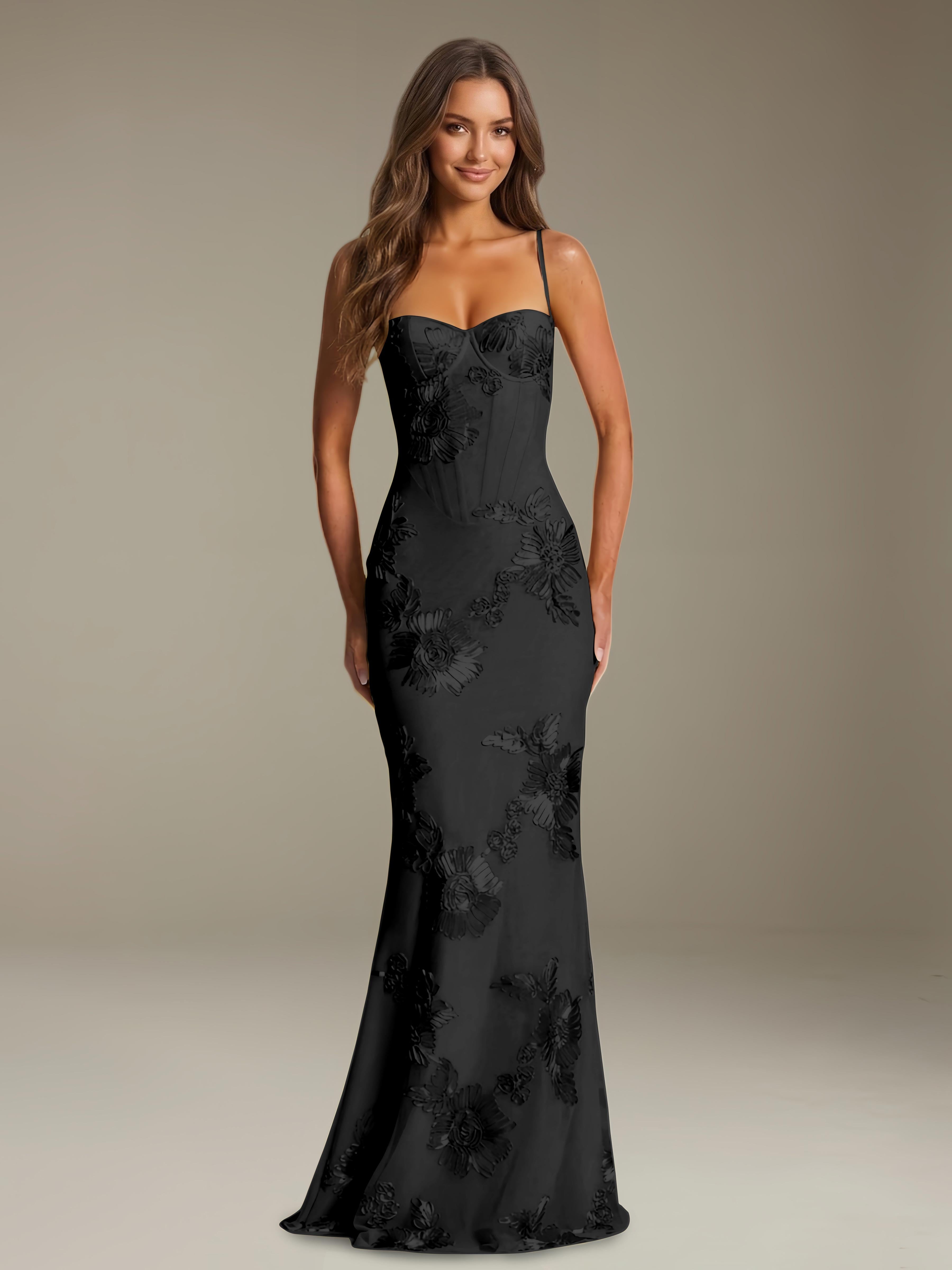 Women’s Floral Column Maxi Dress | Sweetheart Neckline & Open Back Gown