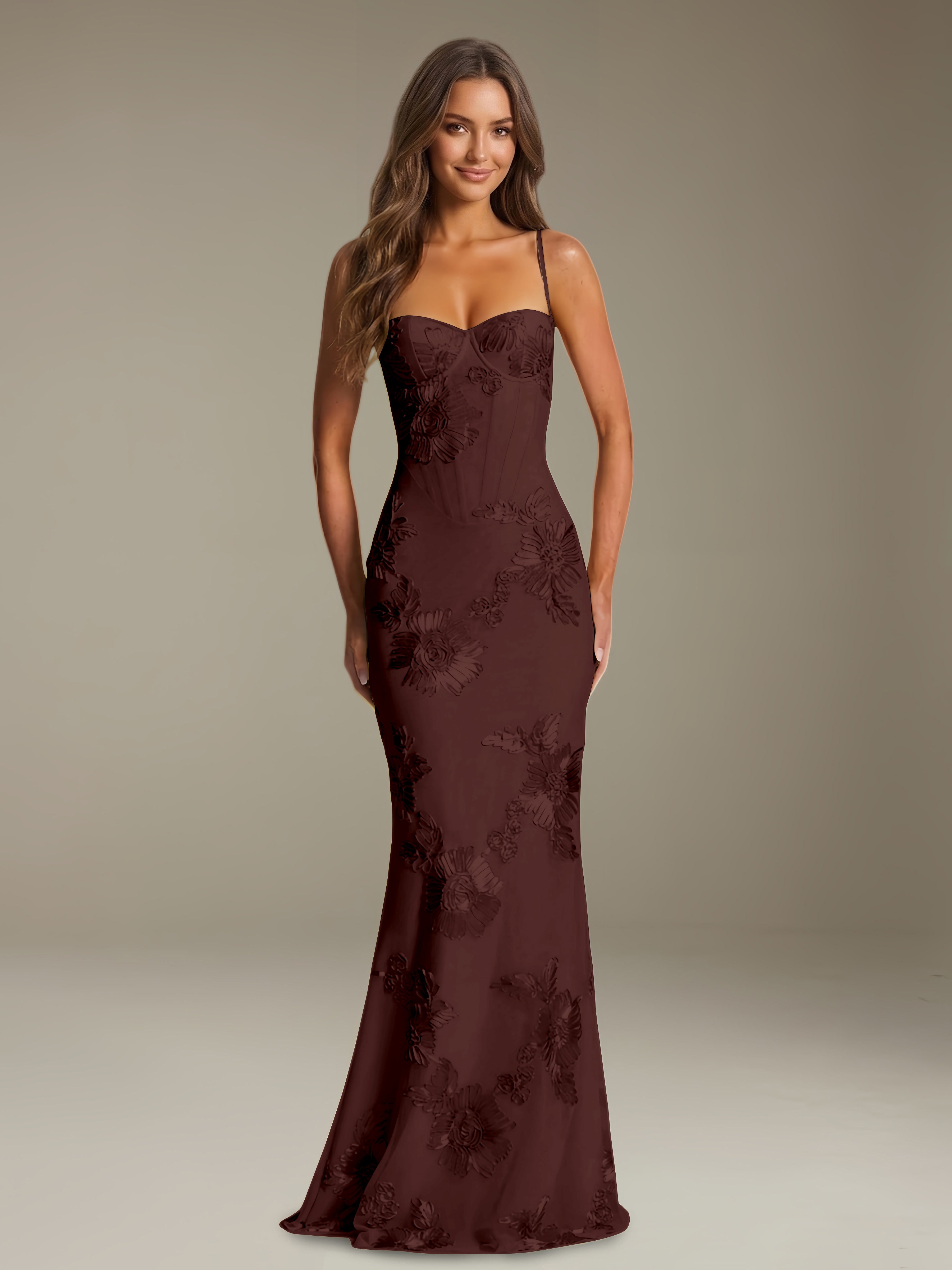 Women’s Floral Column Maxi Dress | Sweetheart Neckline & Open Back Gown