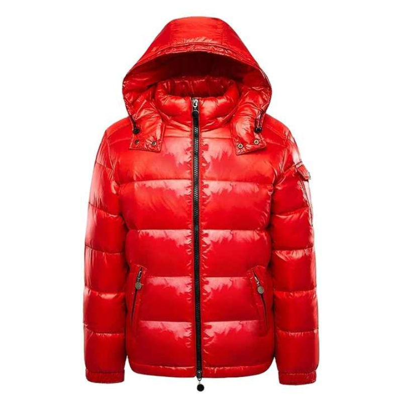 Men's quilted hooded puffer jacket with zip front and zipped pockets